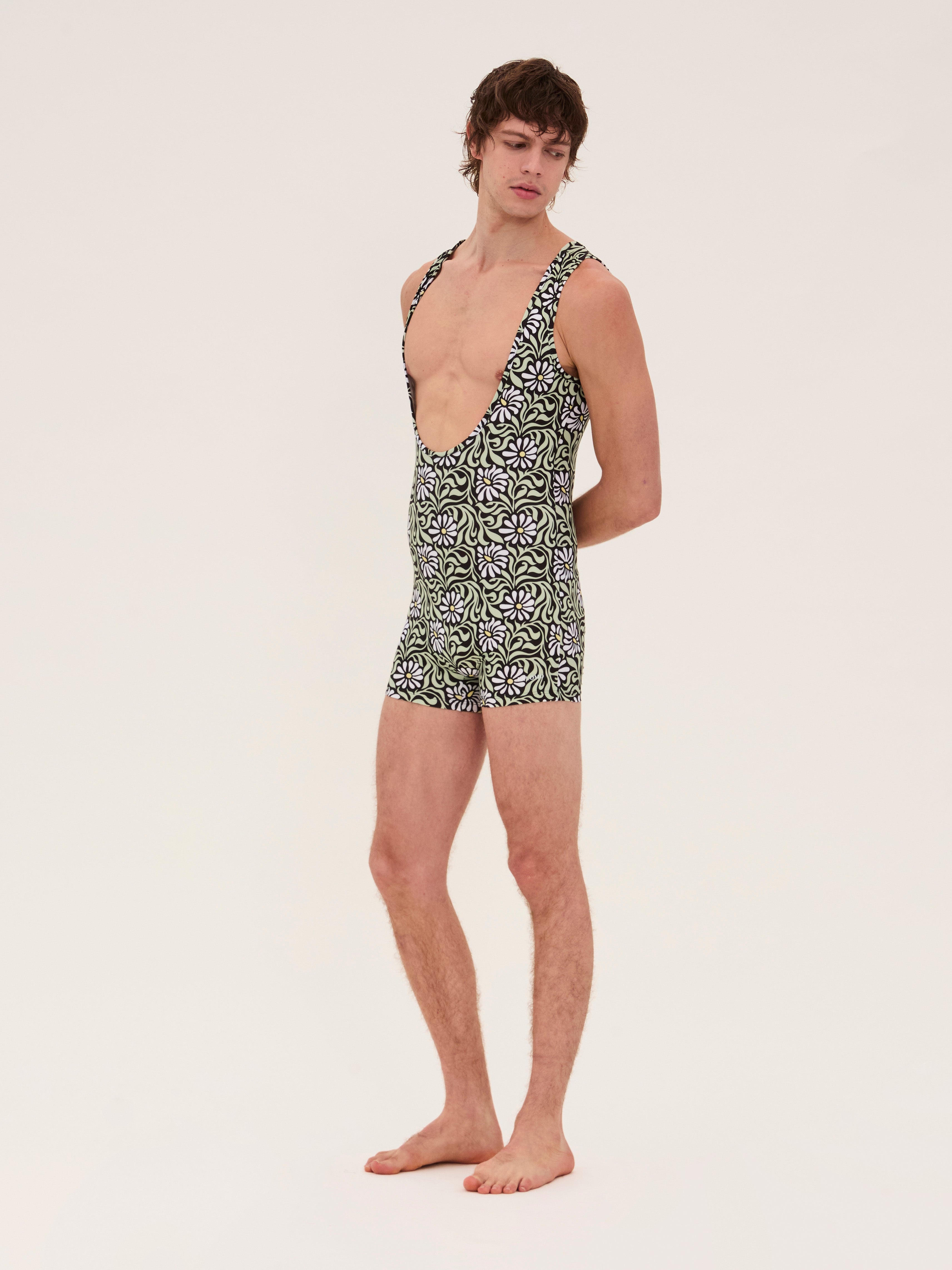 Black Floral Swim Body