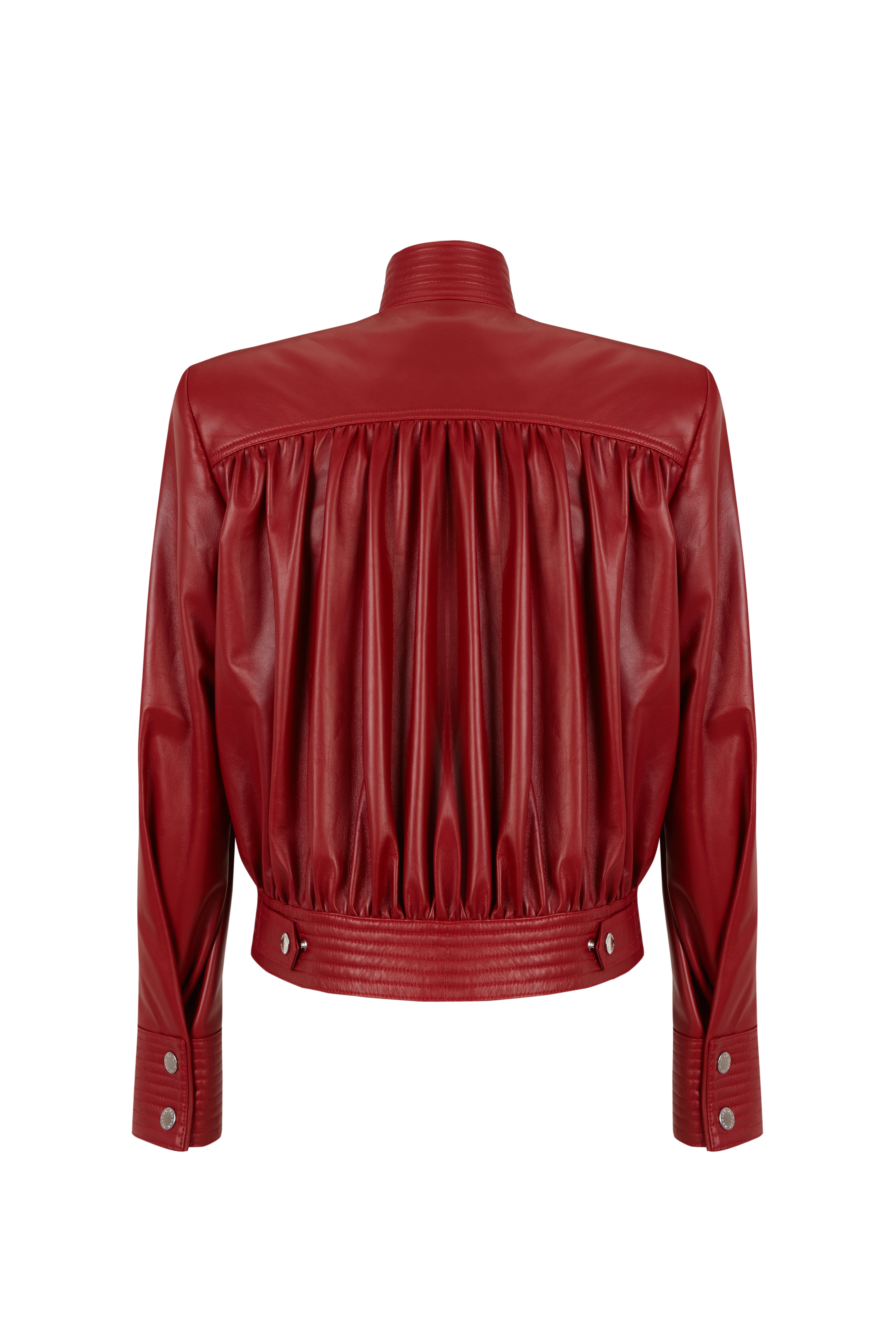 Draped Cherry Leather Jacket