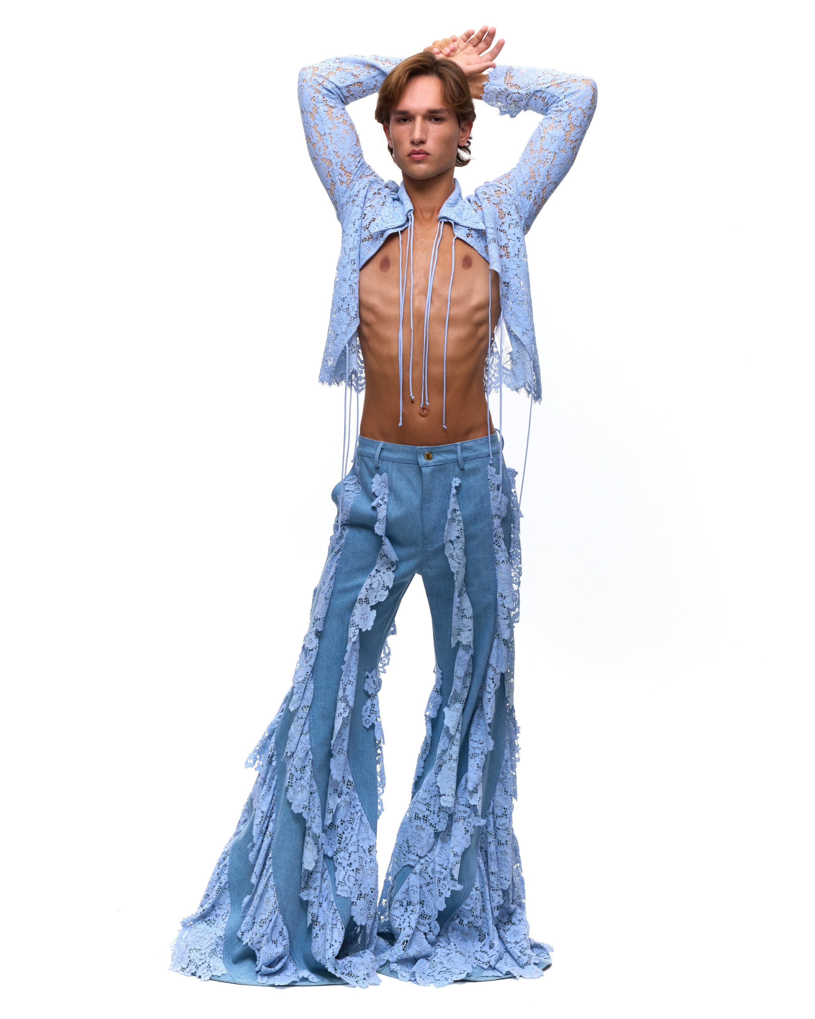 Marley Light Denim Lace Trousers