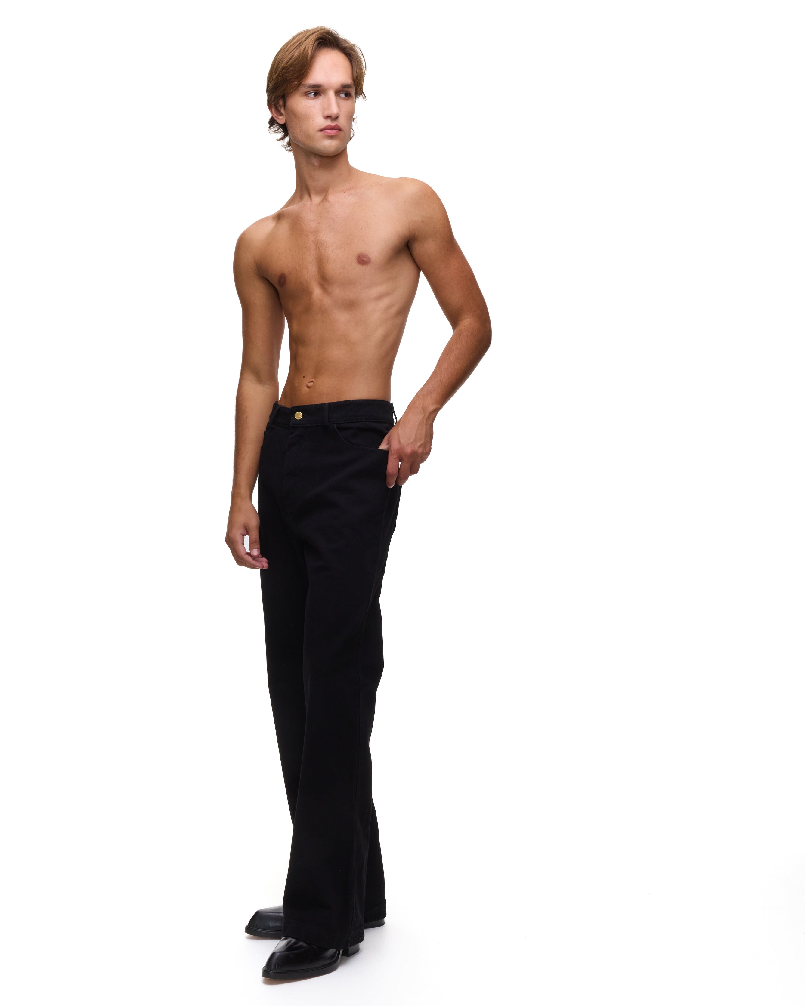 Ass-Air Flared Black Denim Trousers
