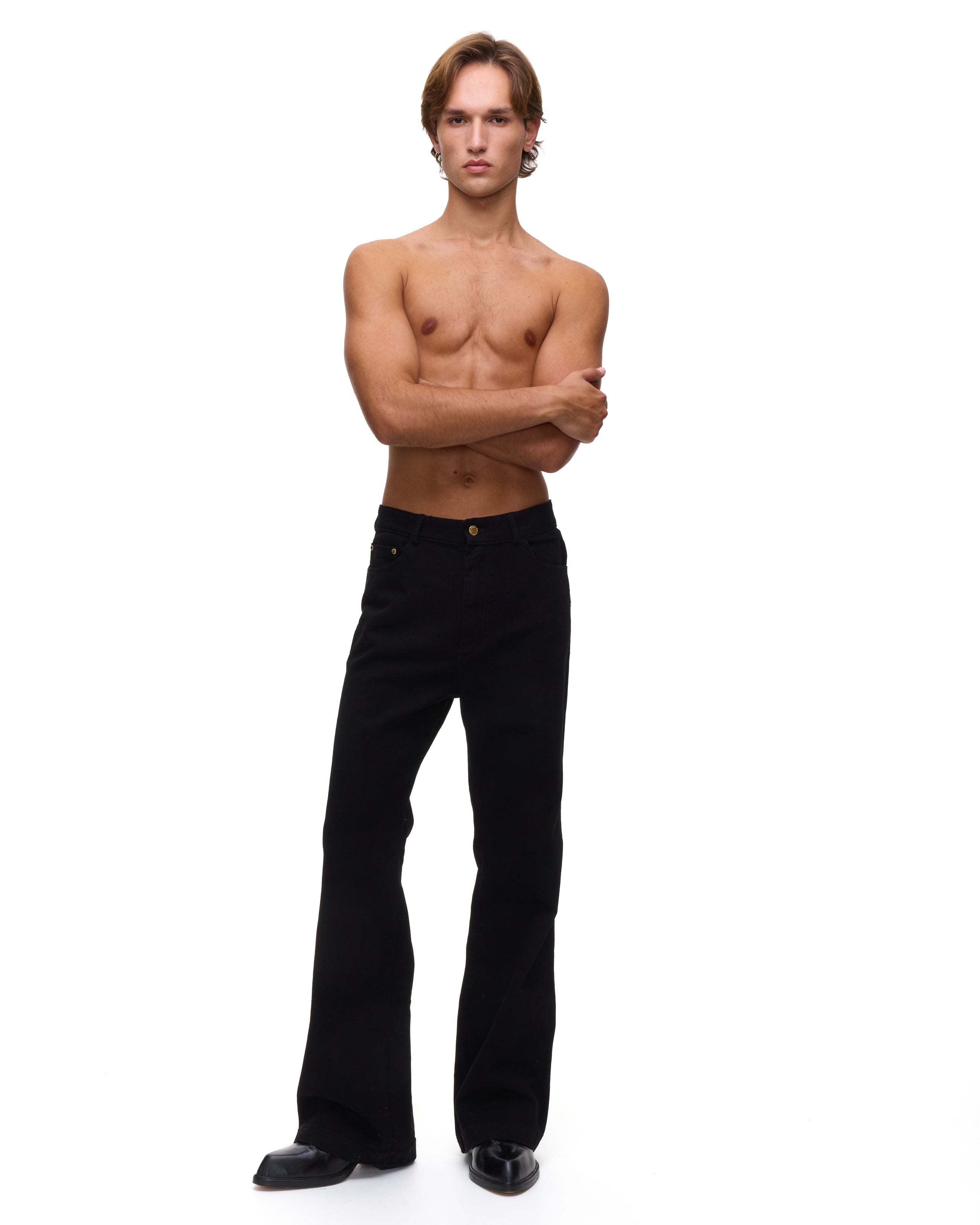 Ass-Air Flared Black Denim Trousers