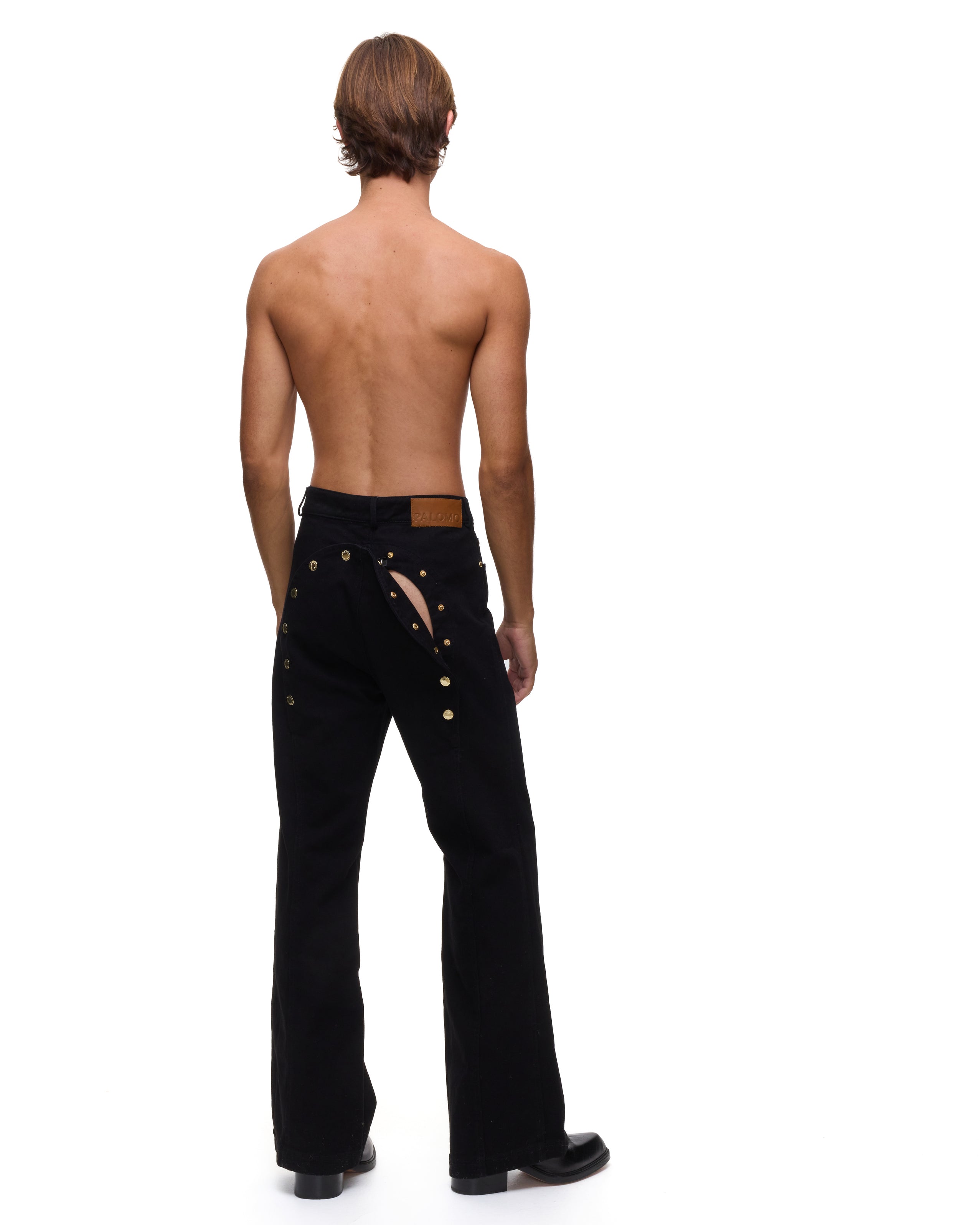 Ass-Air Flared Black Denim Trousers