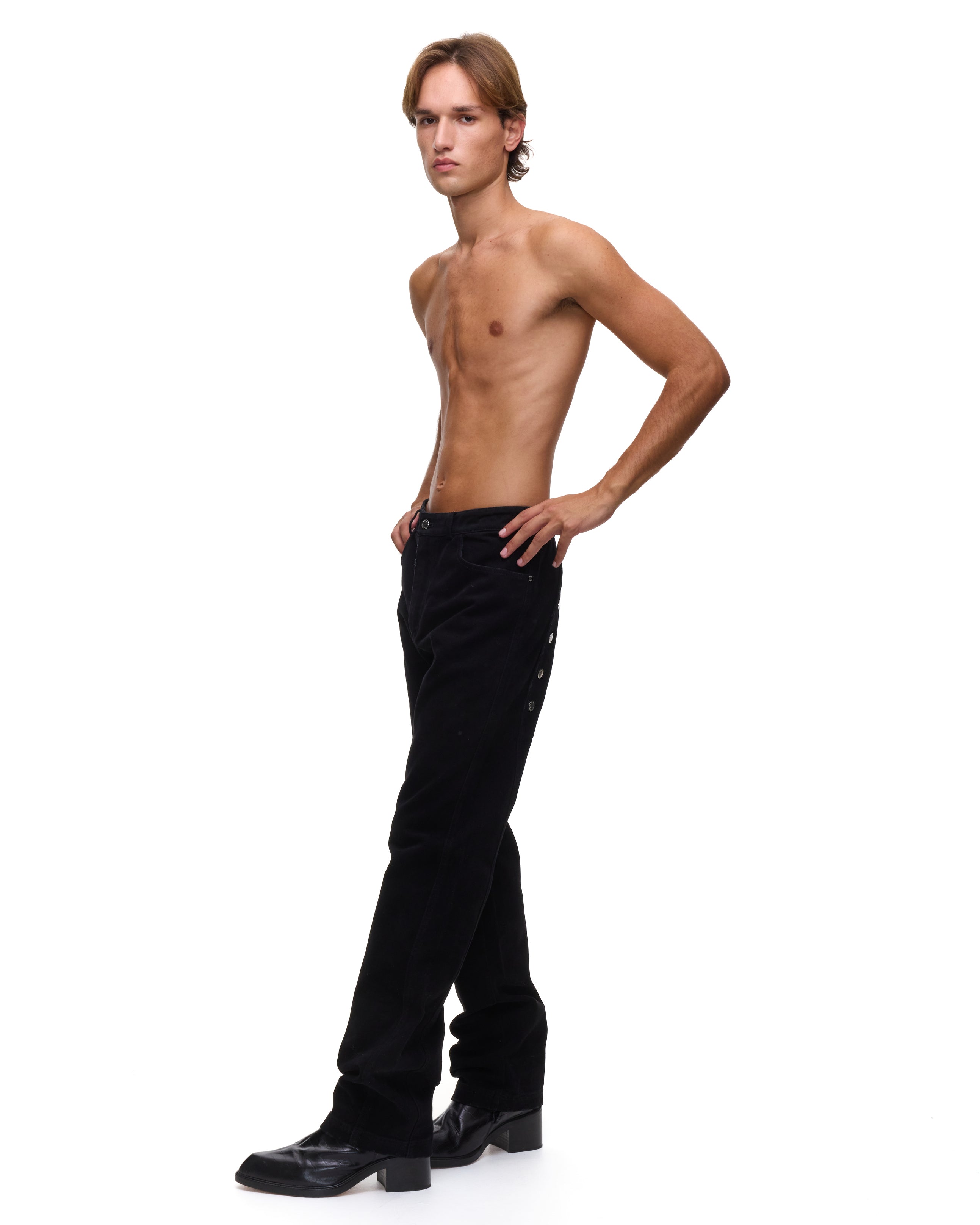 Ass-Air Straight Black Denim Trousers