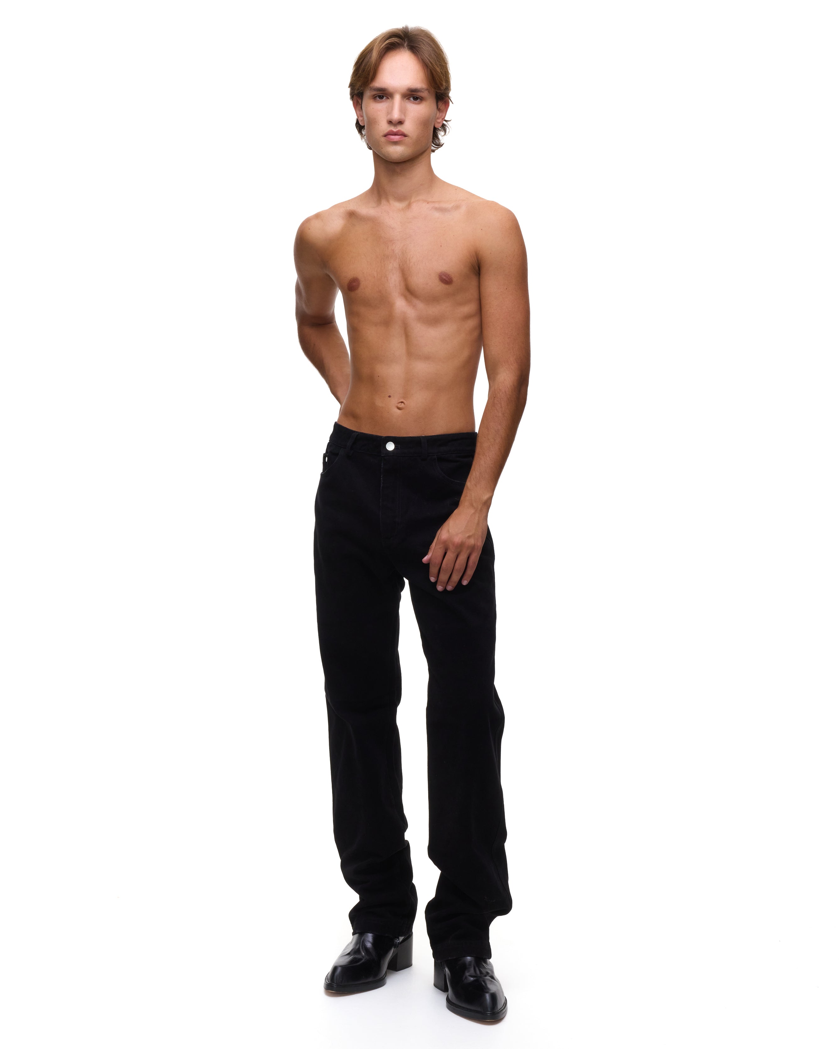 Ass-Air Straight Black Denim Trousers