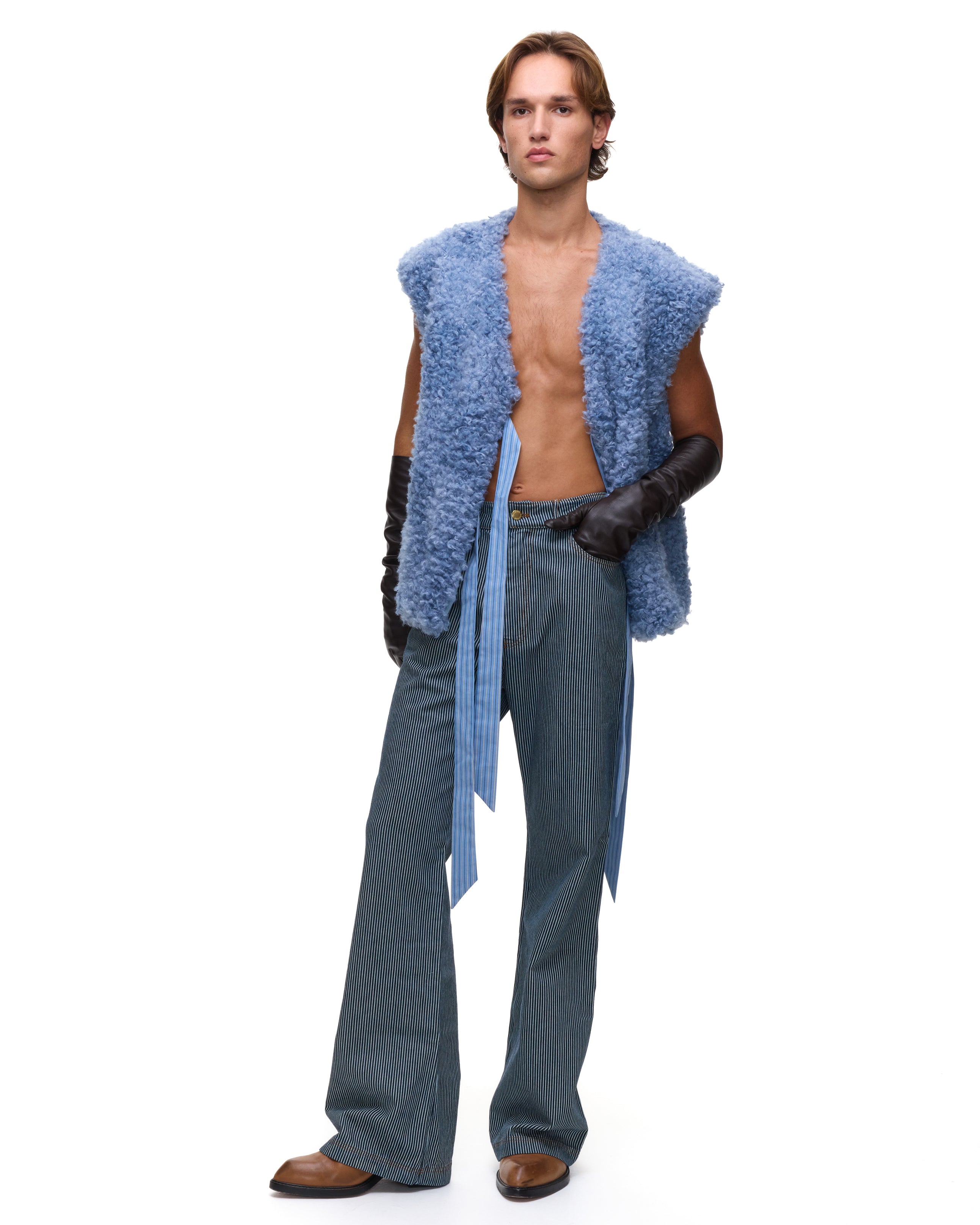 Ass-Air Flared Denim Stripes Trousers