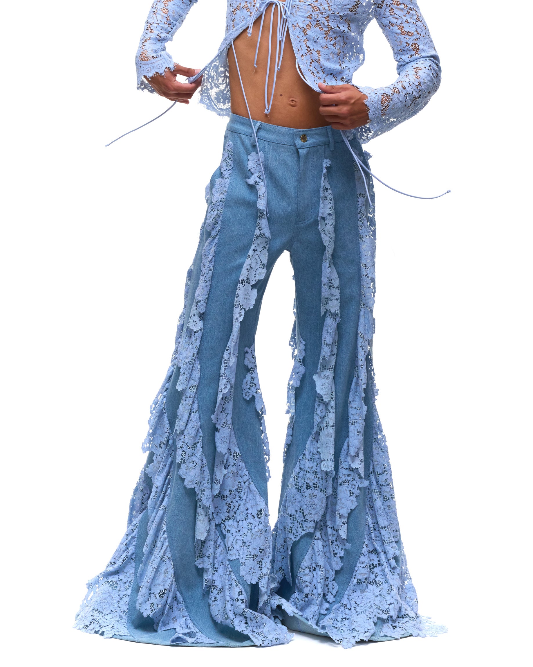 Marley Light Denim Lace Trousers