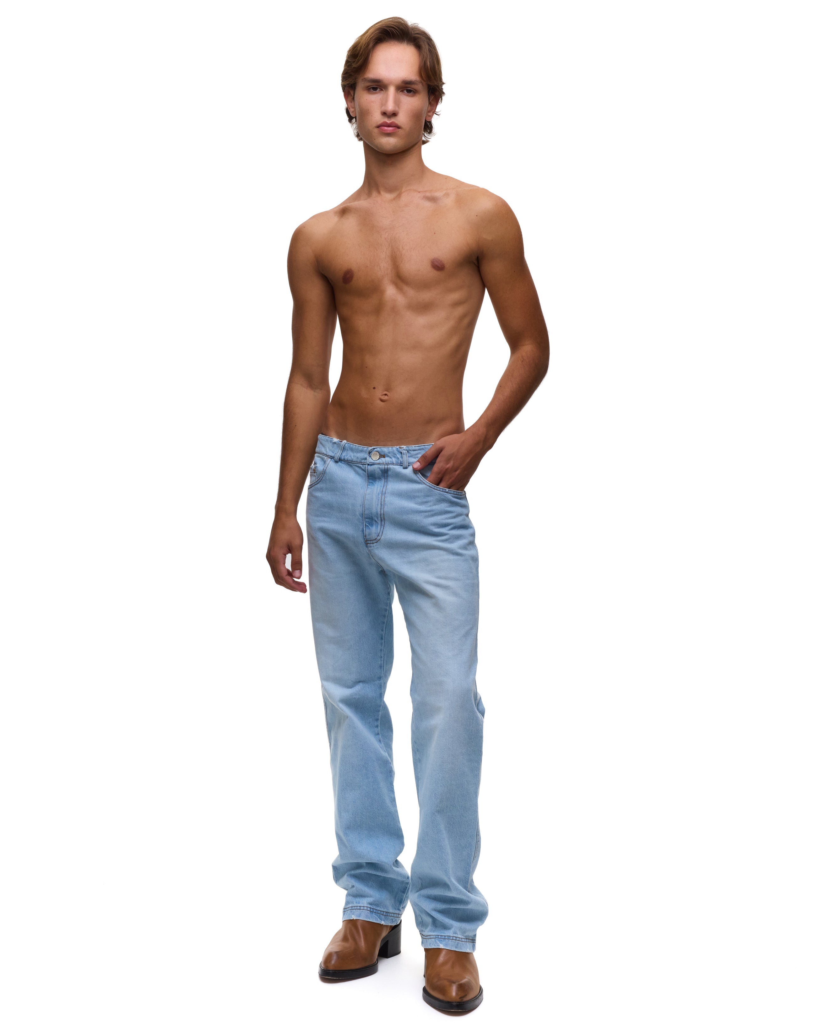 Ass-Air Straight Light Denim Trousers