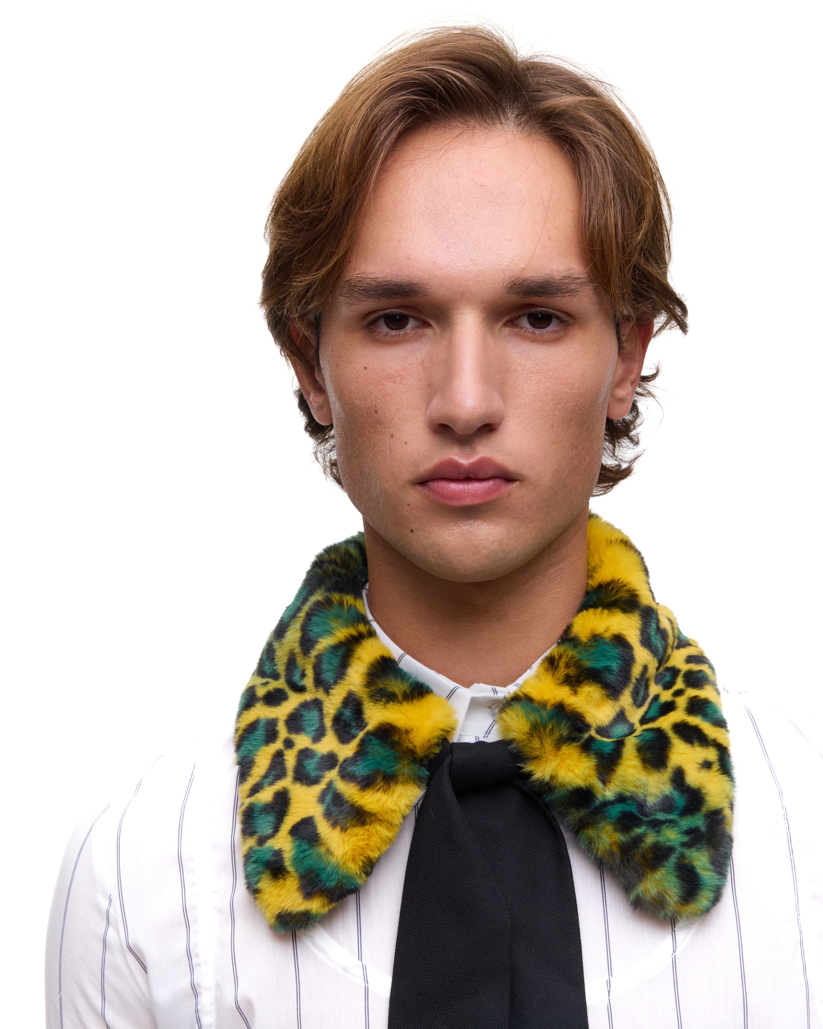 Yellow Leopard Fur Collar