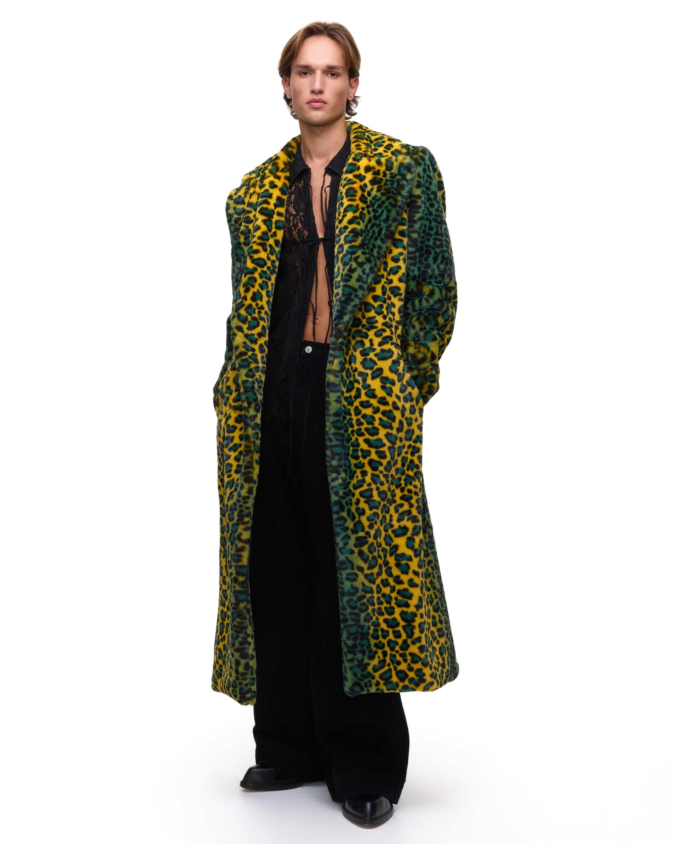Yellow Leopard Fur Coat