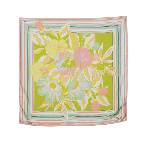 Pañuelo de seda con ramo de colores pastel