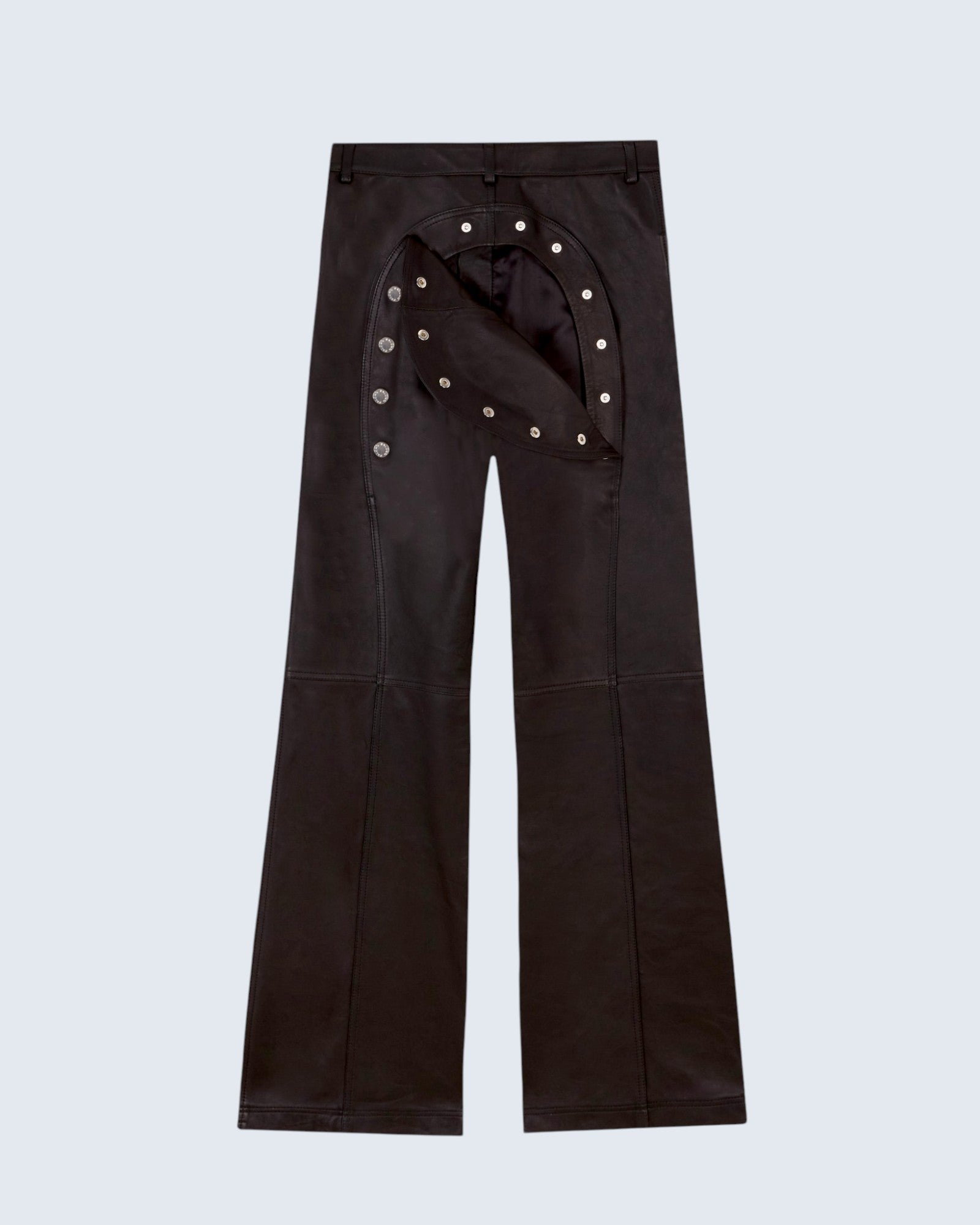 The Black Leather Ass-Air Flared Trousers