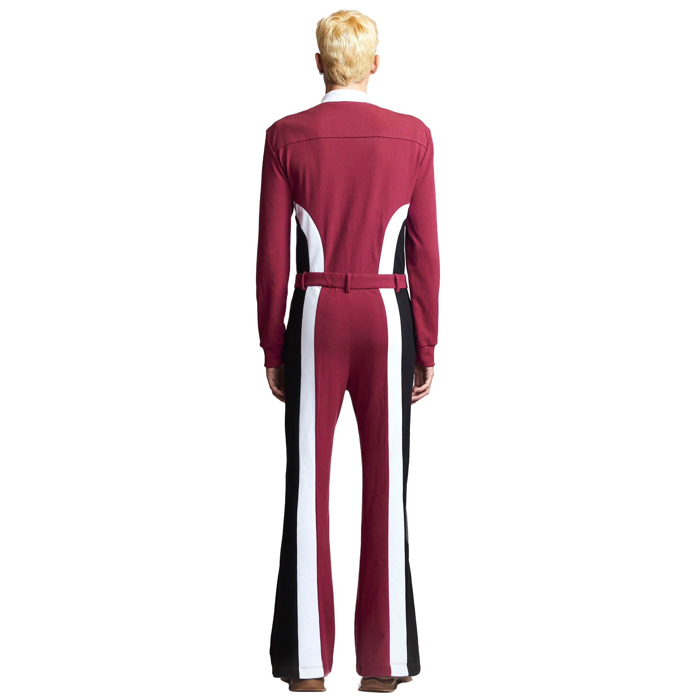 Burgundy Longsleeves Polo Jumpsuit