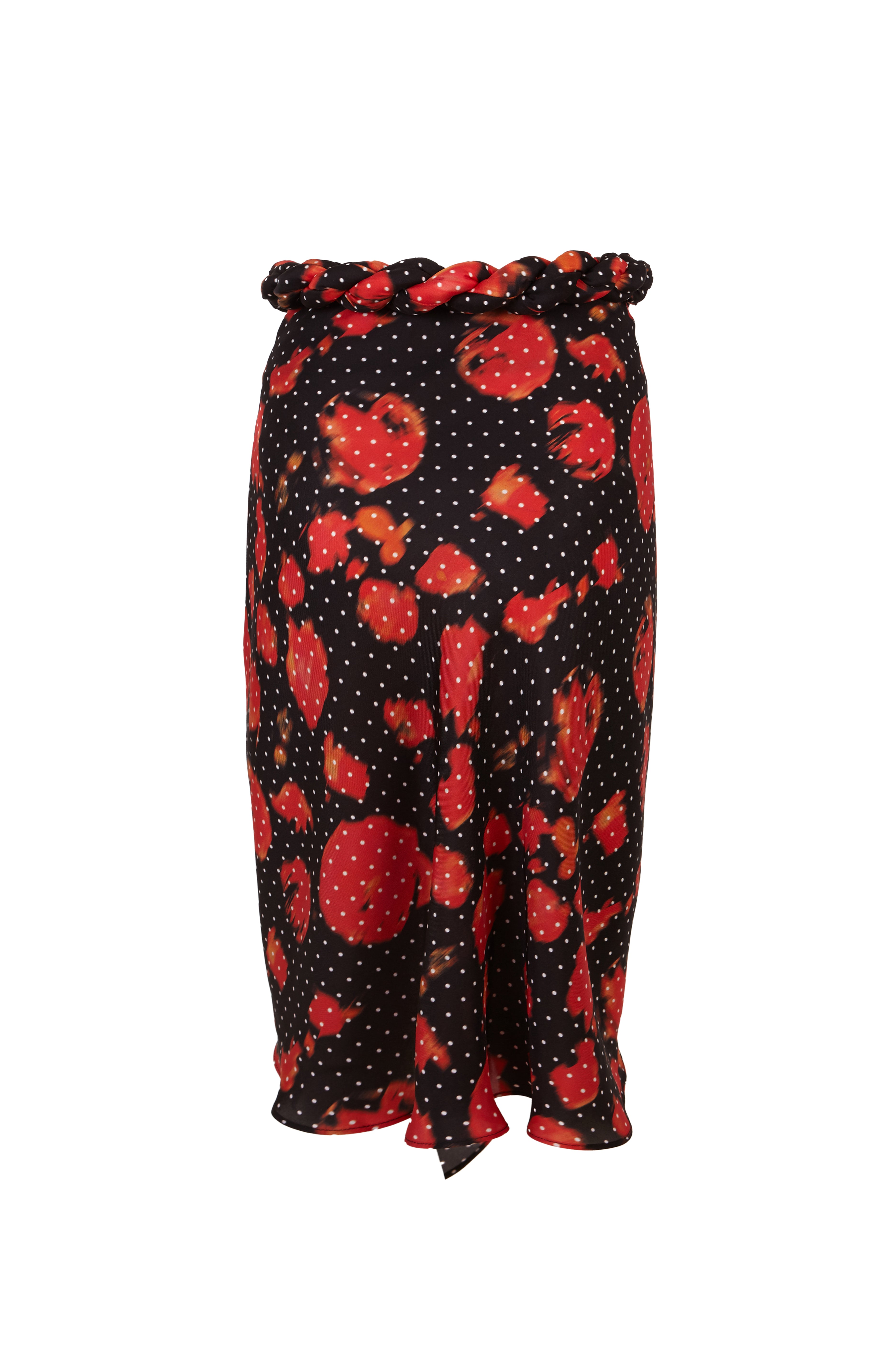 Draped Red Printed Skirt