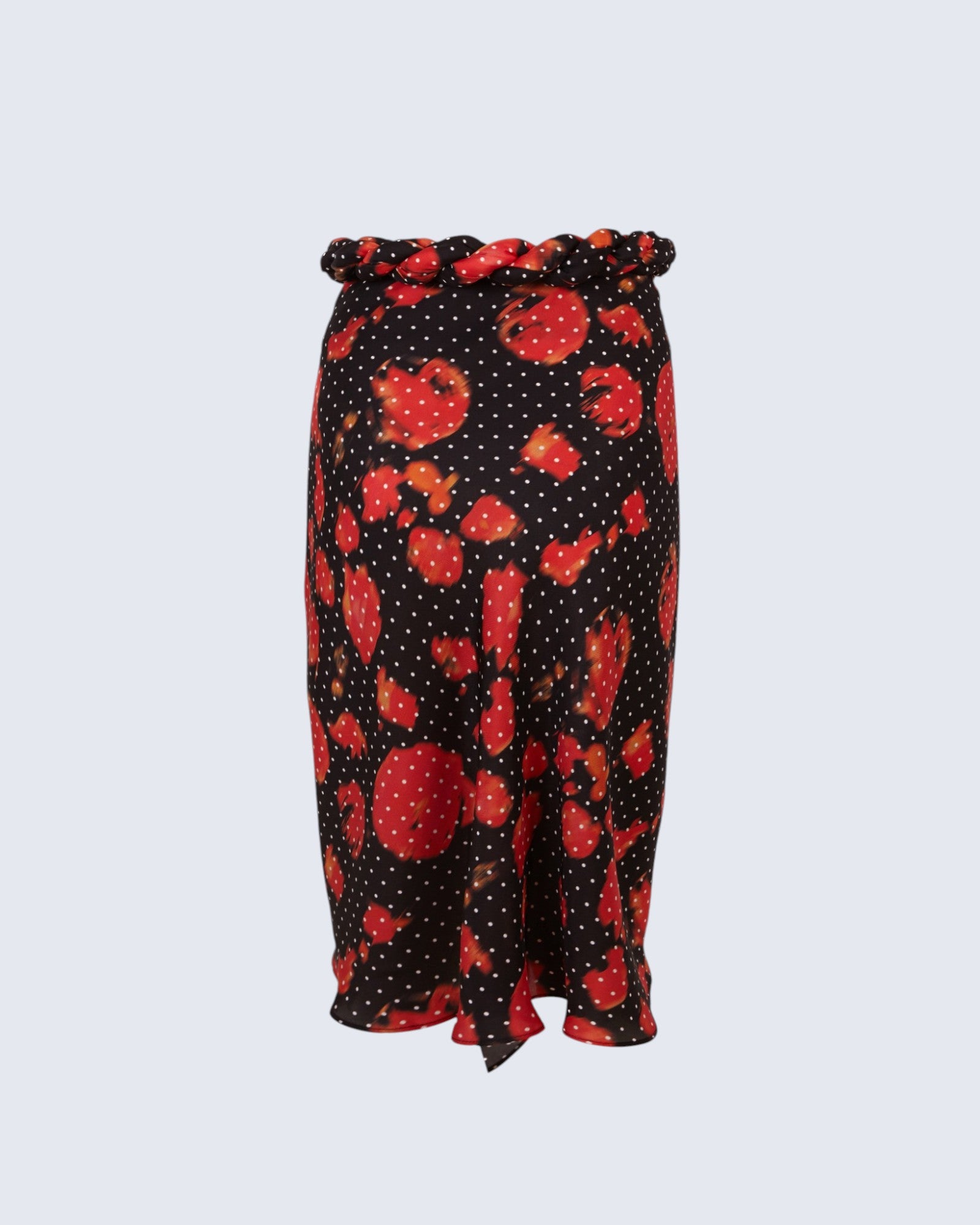 Draped Red Printed Skirt