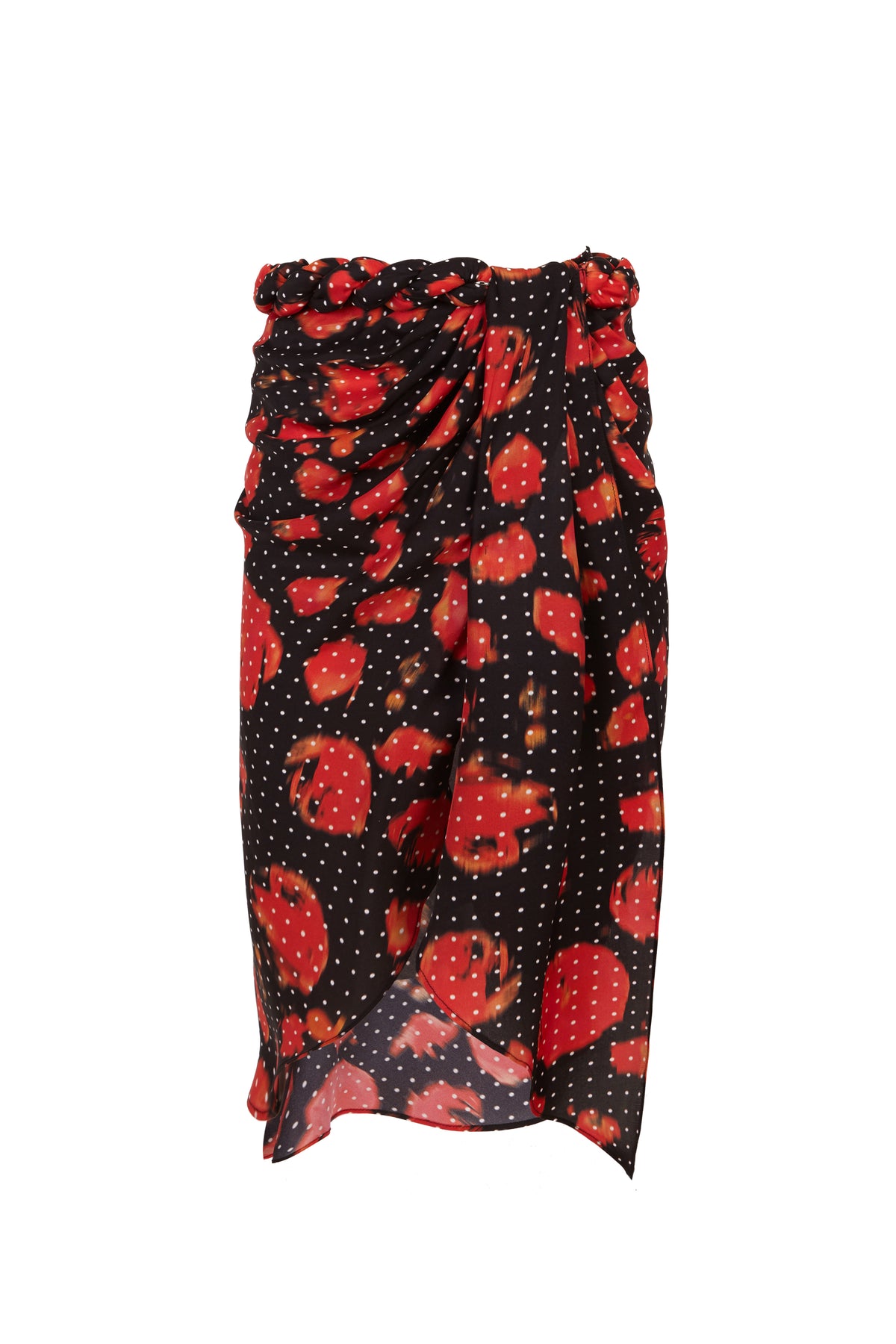 #Draped Red Printed Skirt