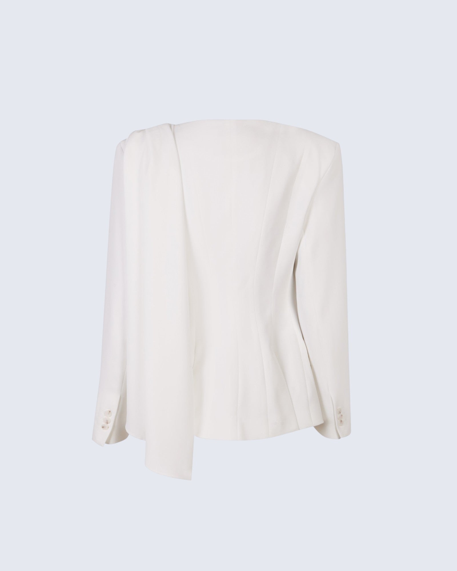 Draped White Tailored Jacket