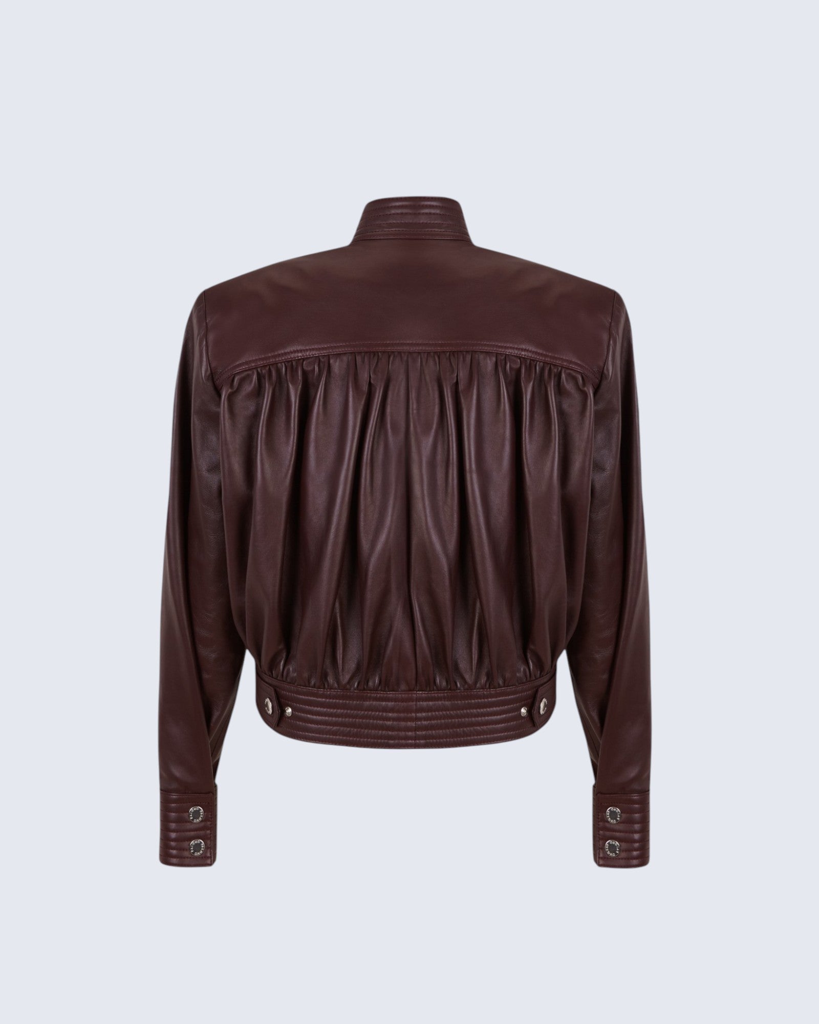 Draped Wine Leather Jacket