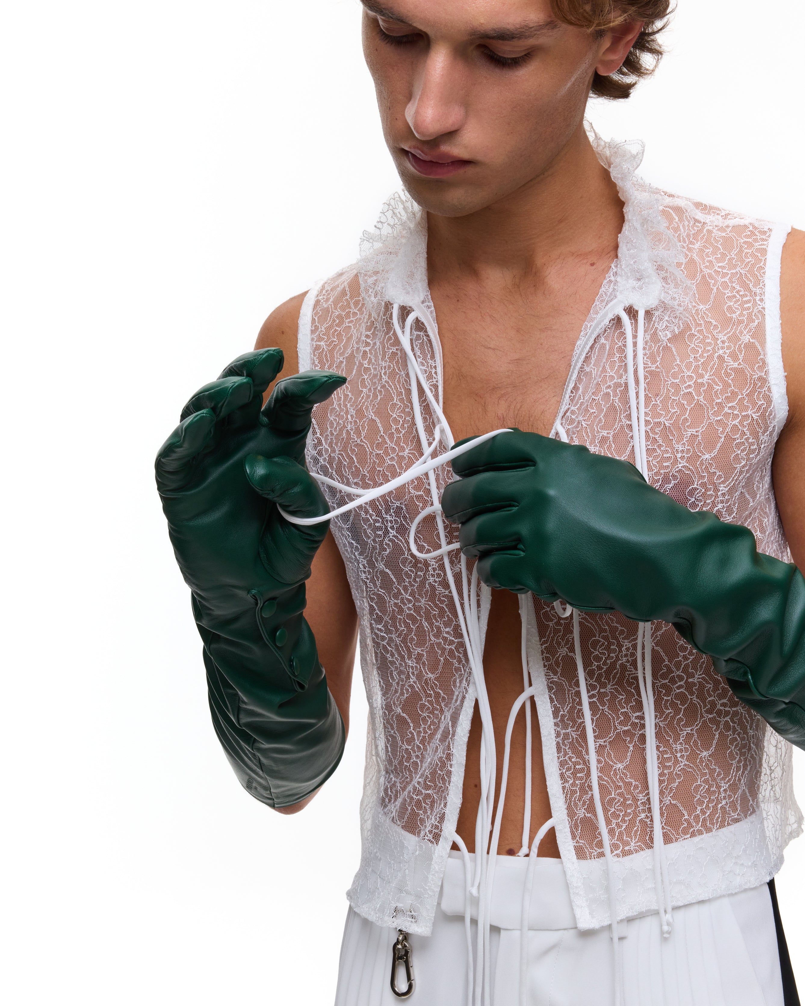 Green Leather Gloves