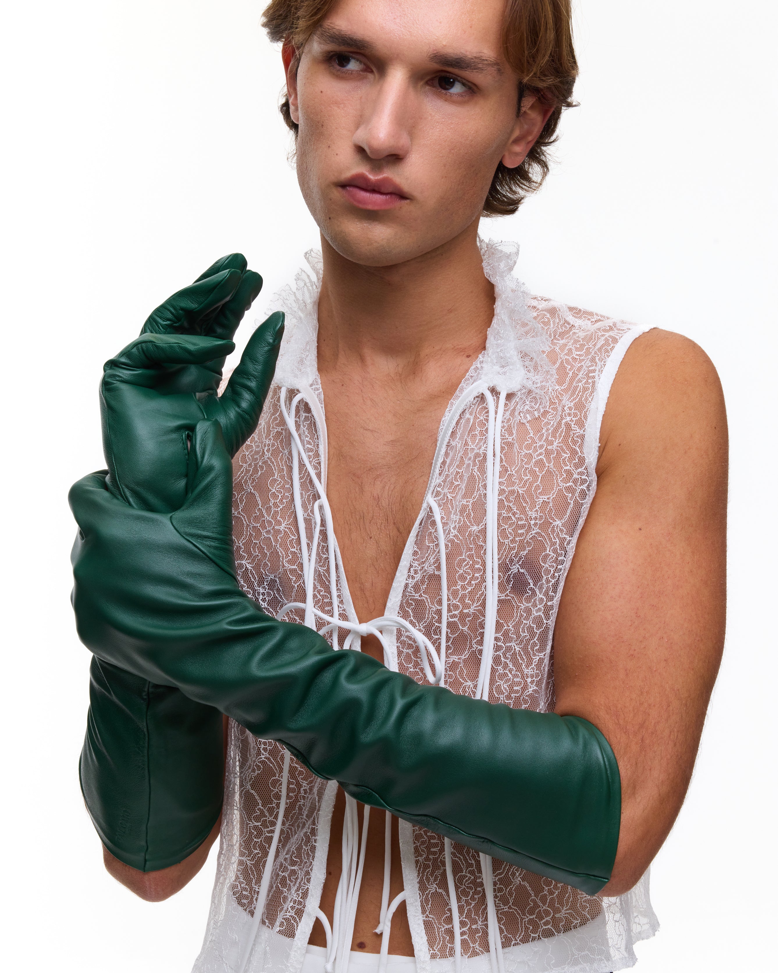 Green Leather Gloves