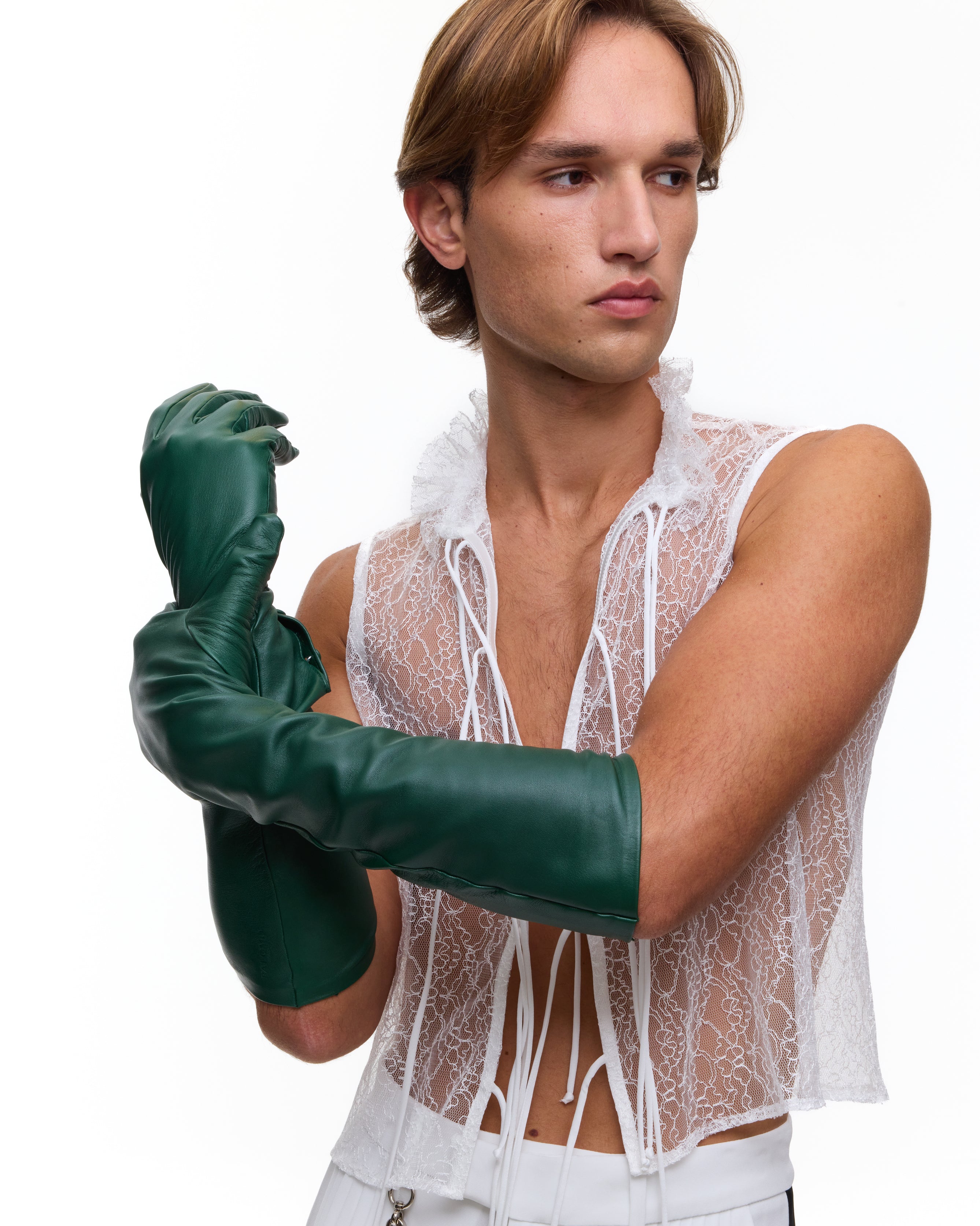 Green Leather Gloves
