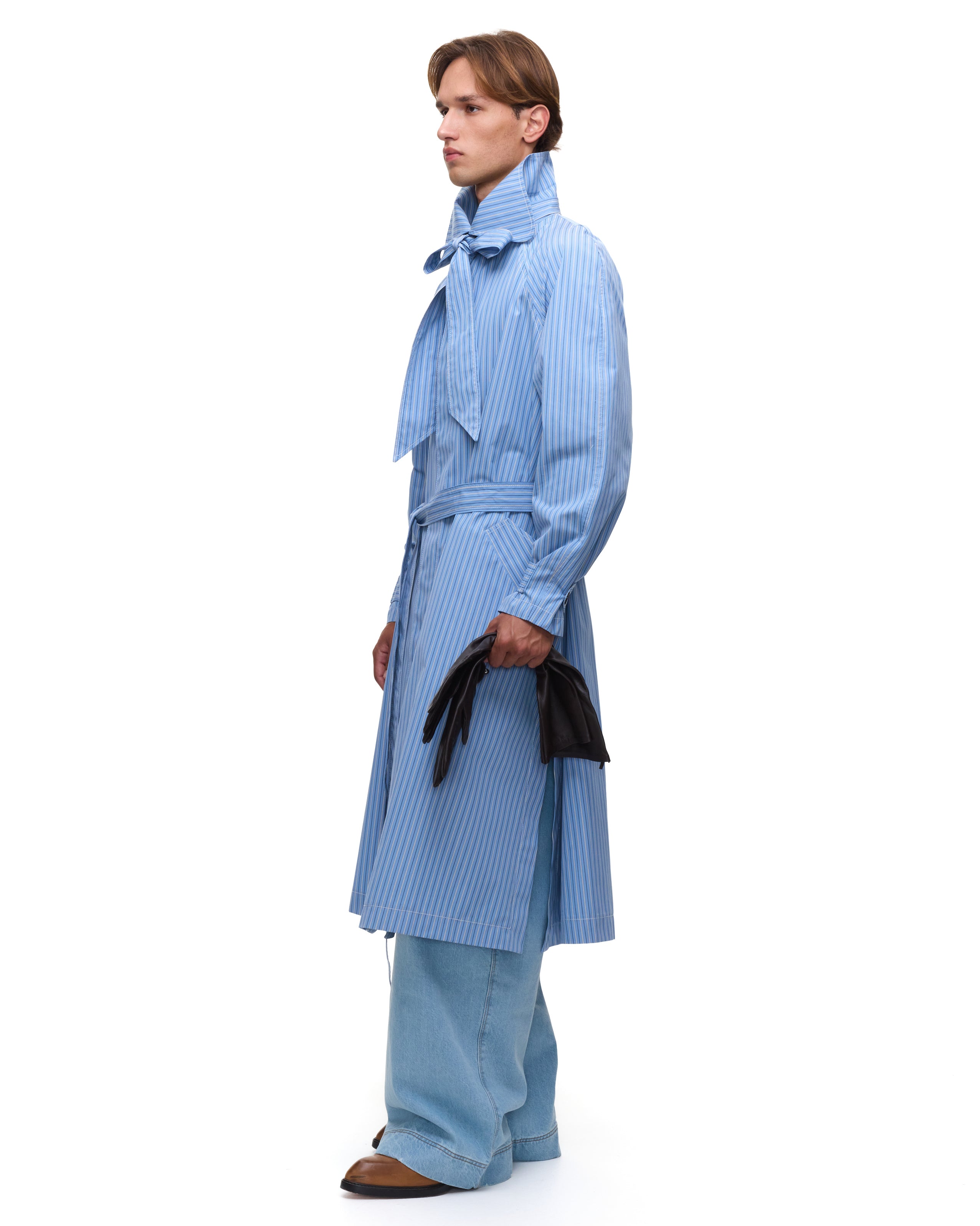 Blue Stripes Trench Coat
