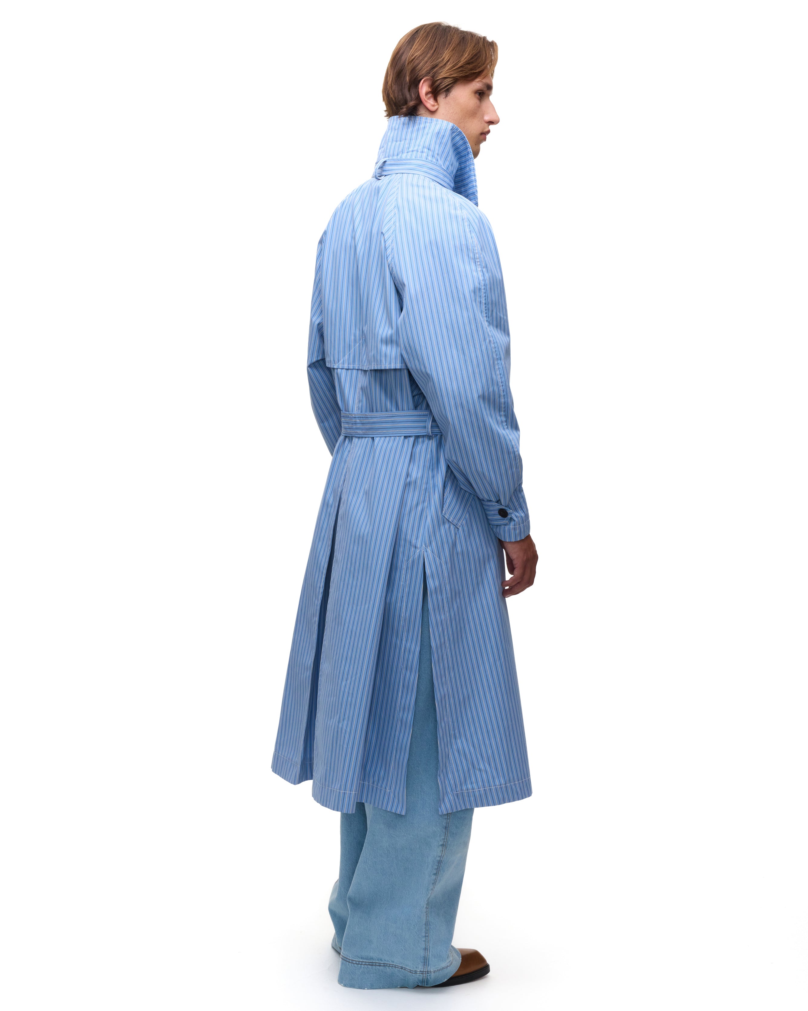 Blue Stripes Trench Coat