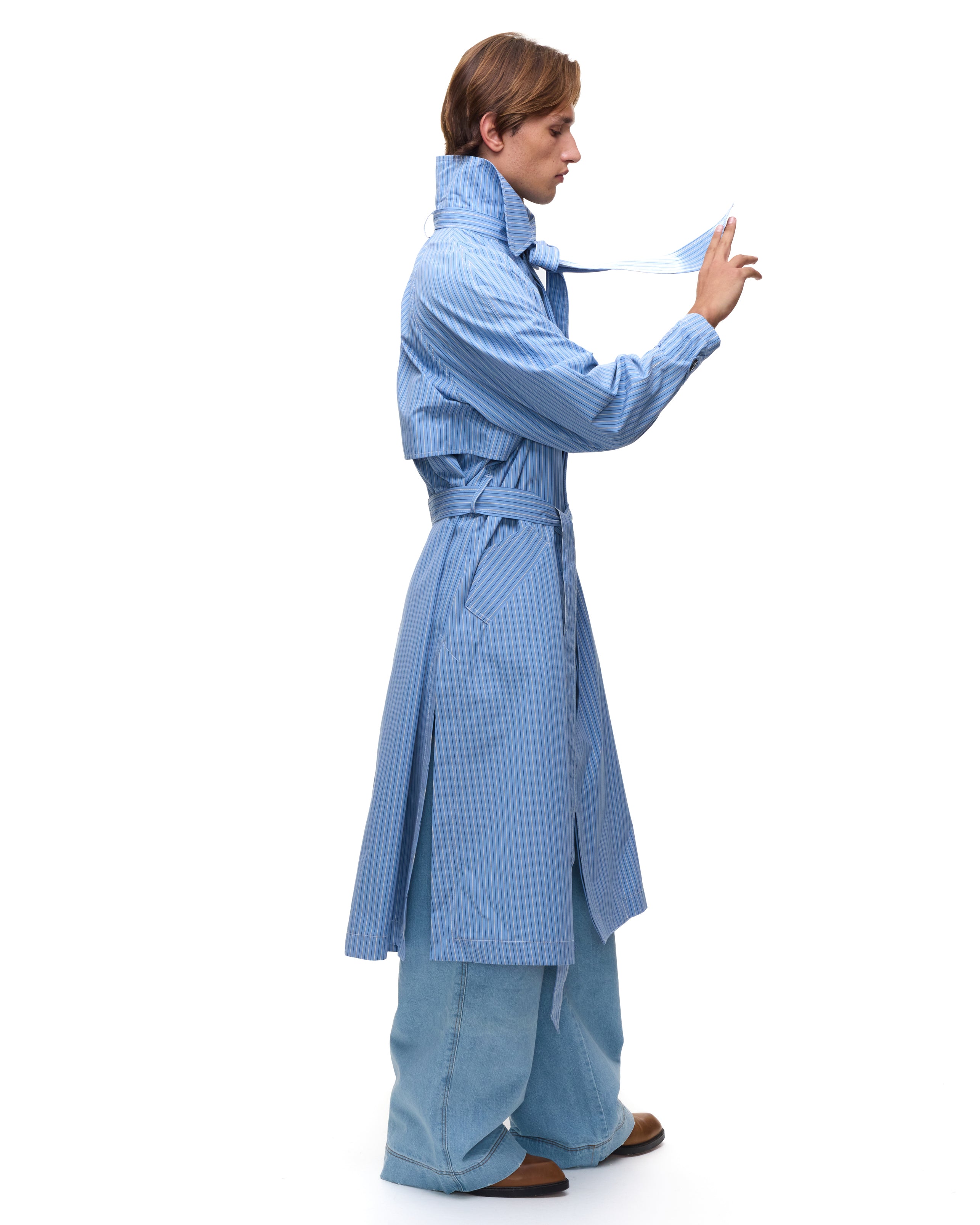 Blue Stripes Trench Coat