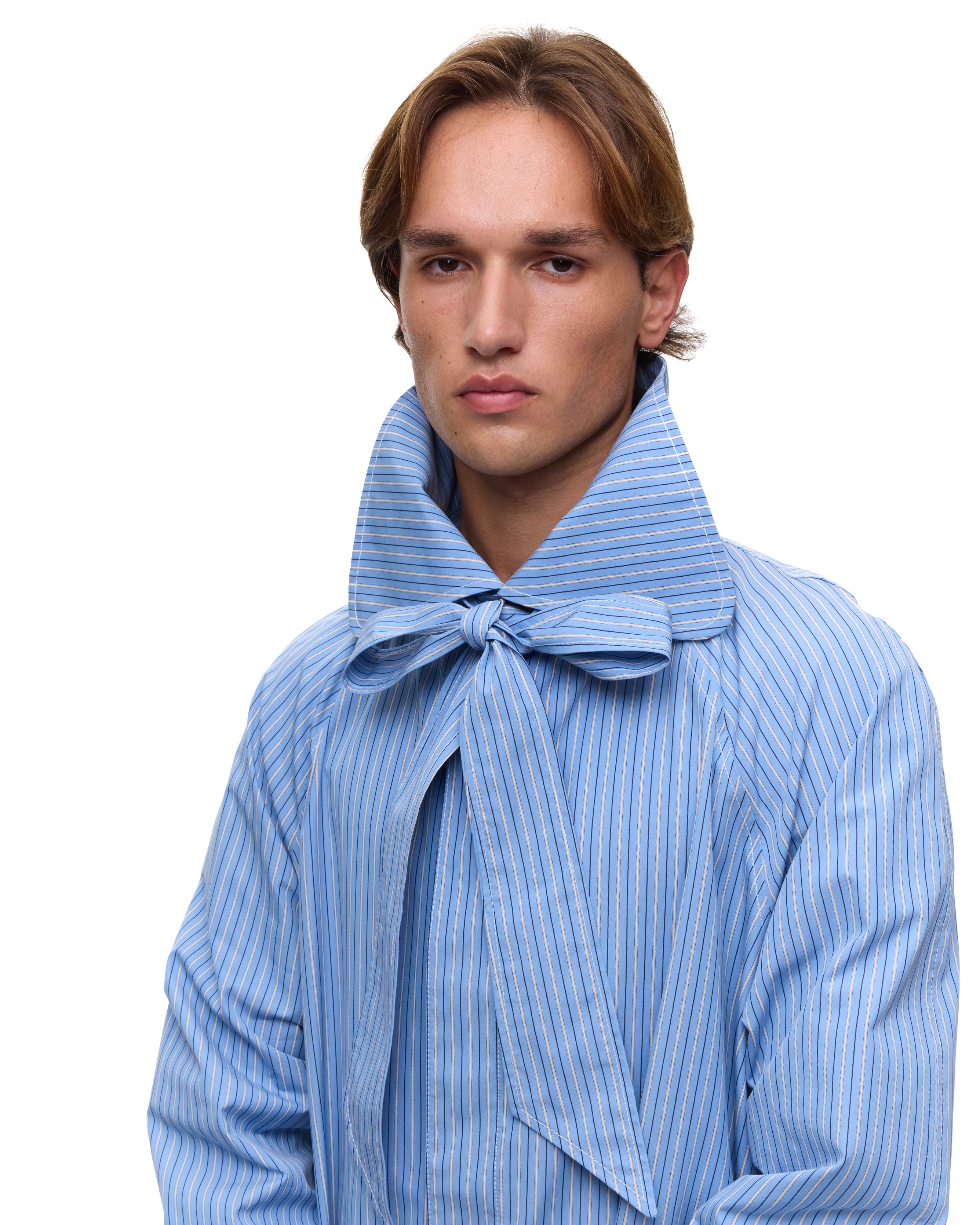 Blue Stripes Trench Coat
