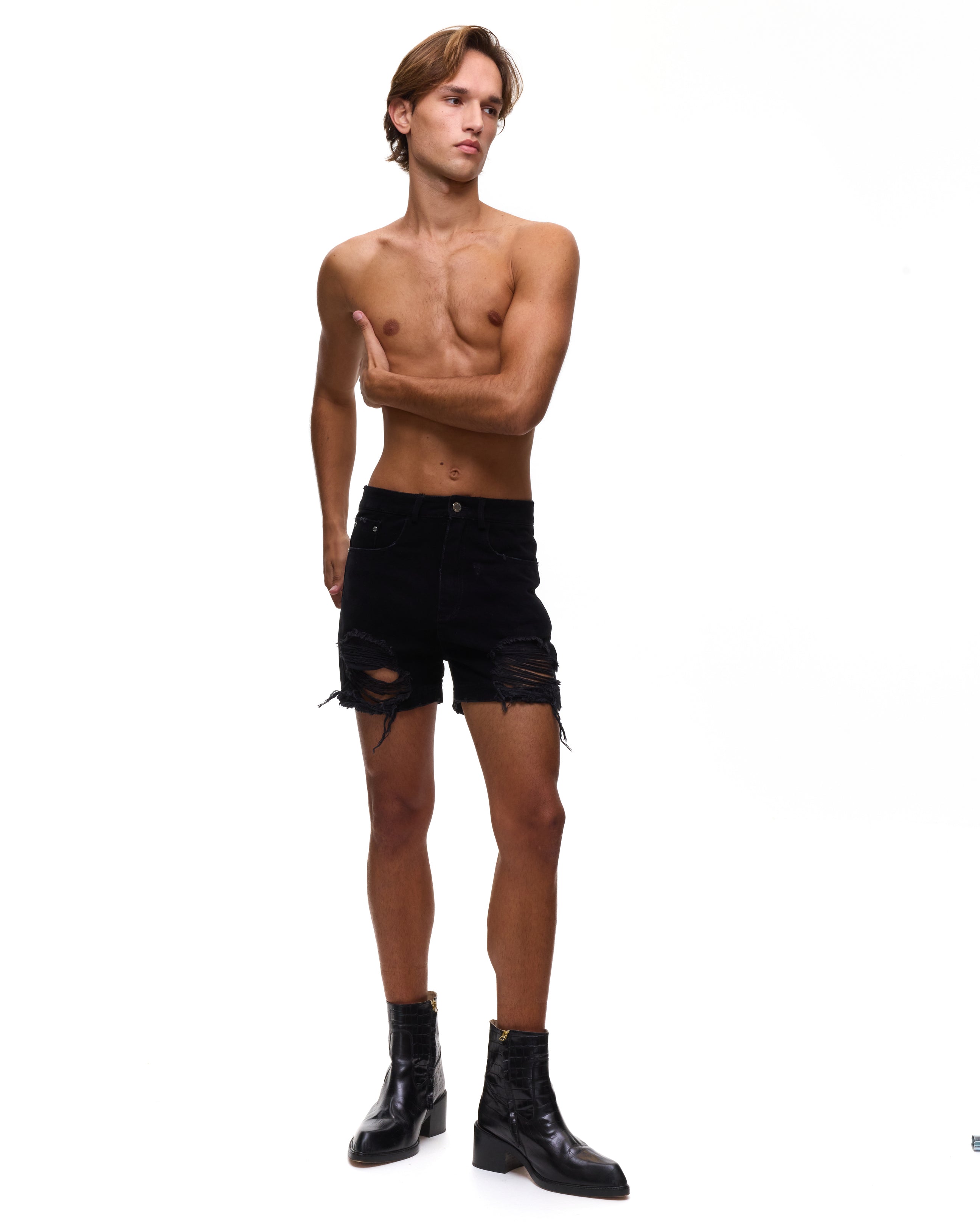 Ass-Air Black Denim Shorts