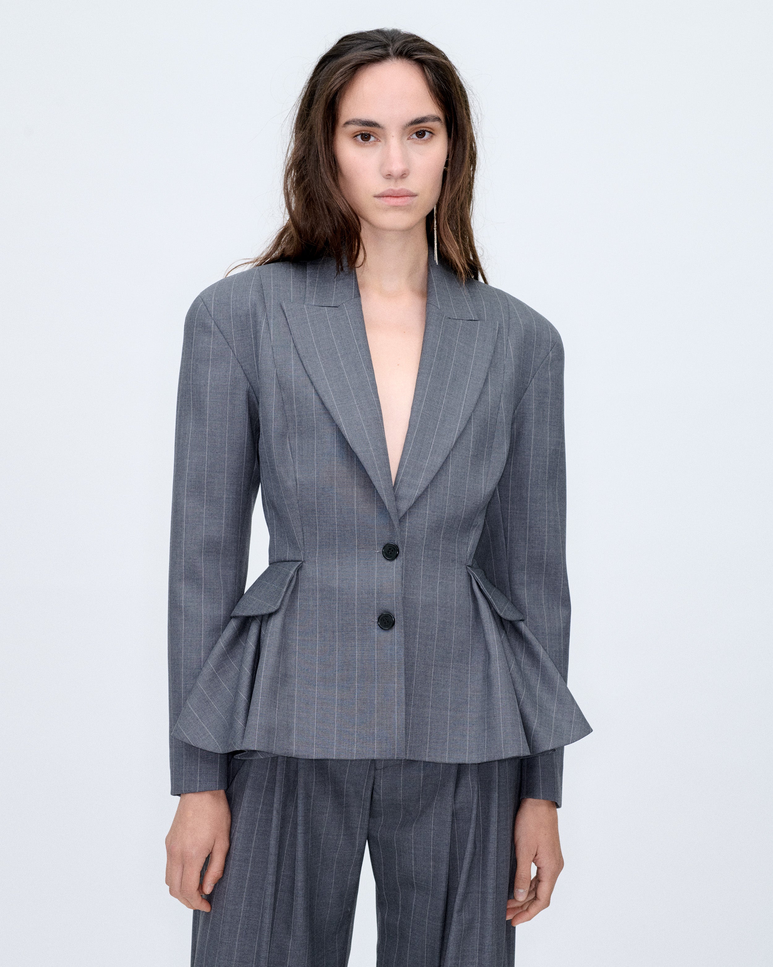 Peplum Pinstripes Blazer