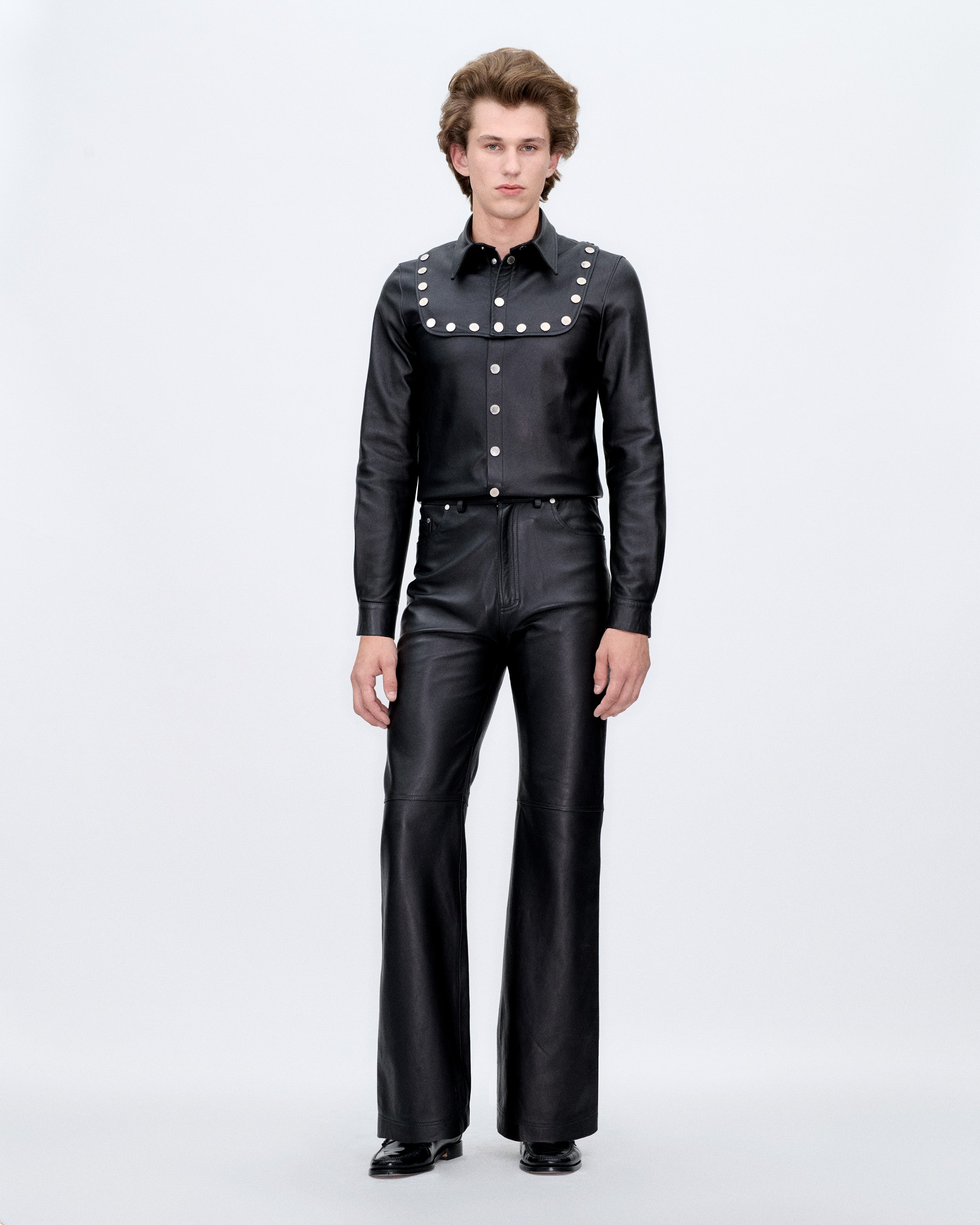 The Black Leather Ass-Air Flared Trousers
