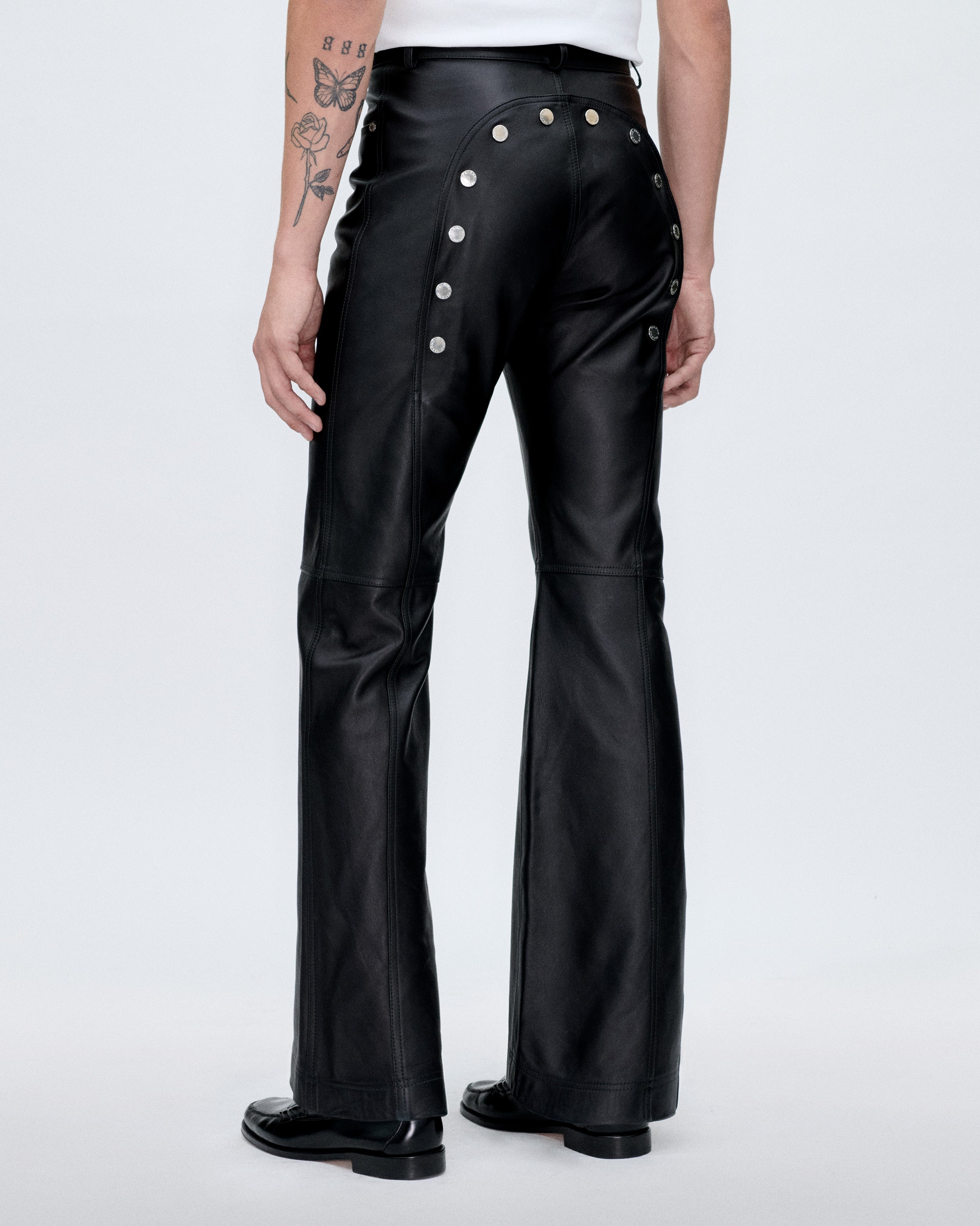 The Black Leather Ass-Air Flared Trousers