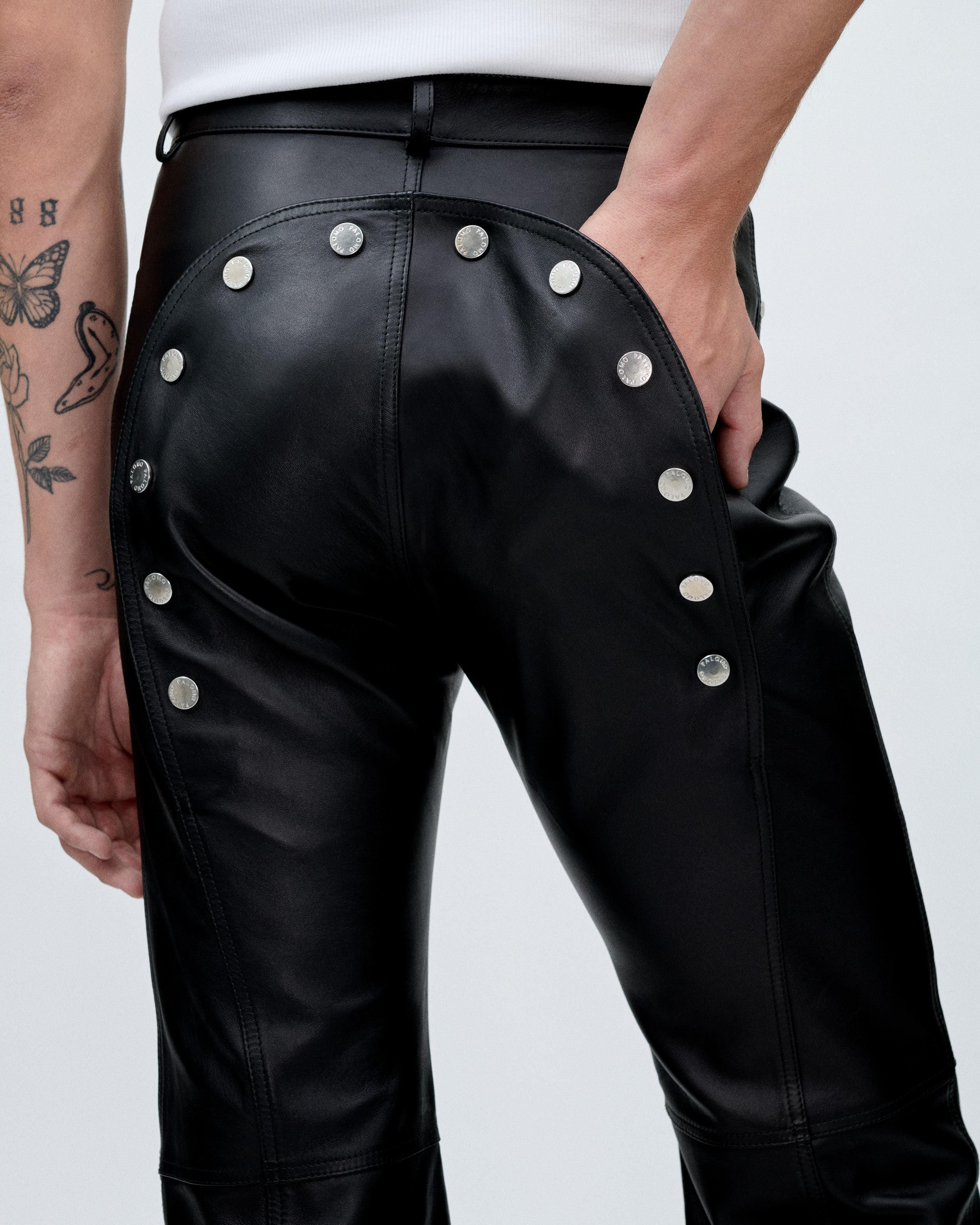The Black Leather Ass-Air Flared Trousers