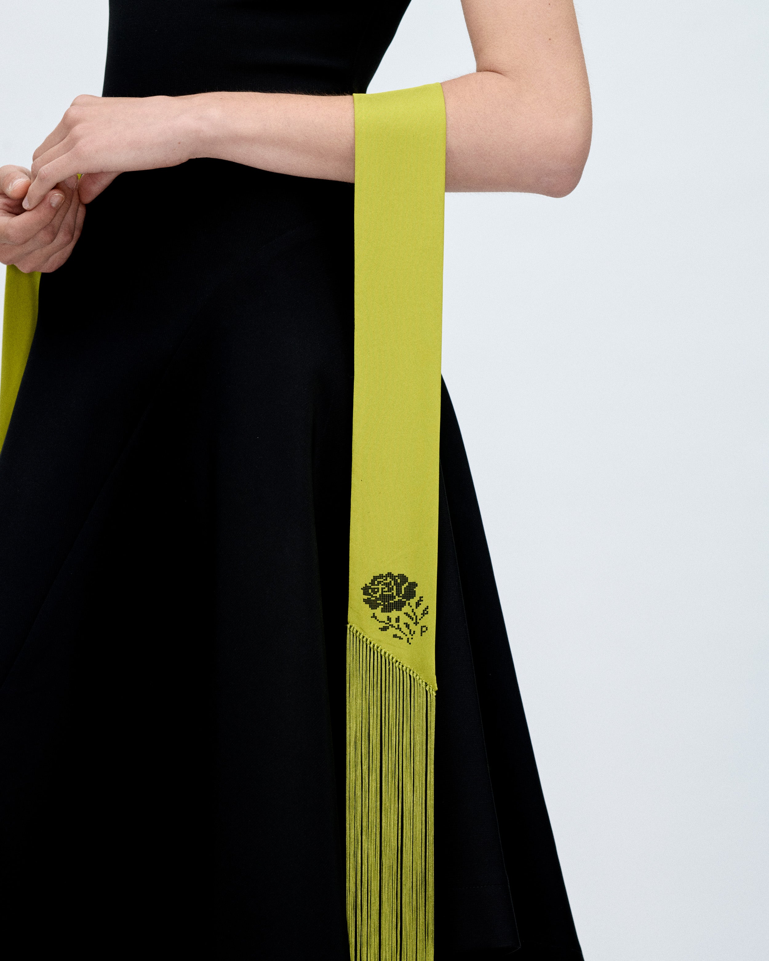 Pixel Lime Fringed Scarf