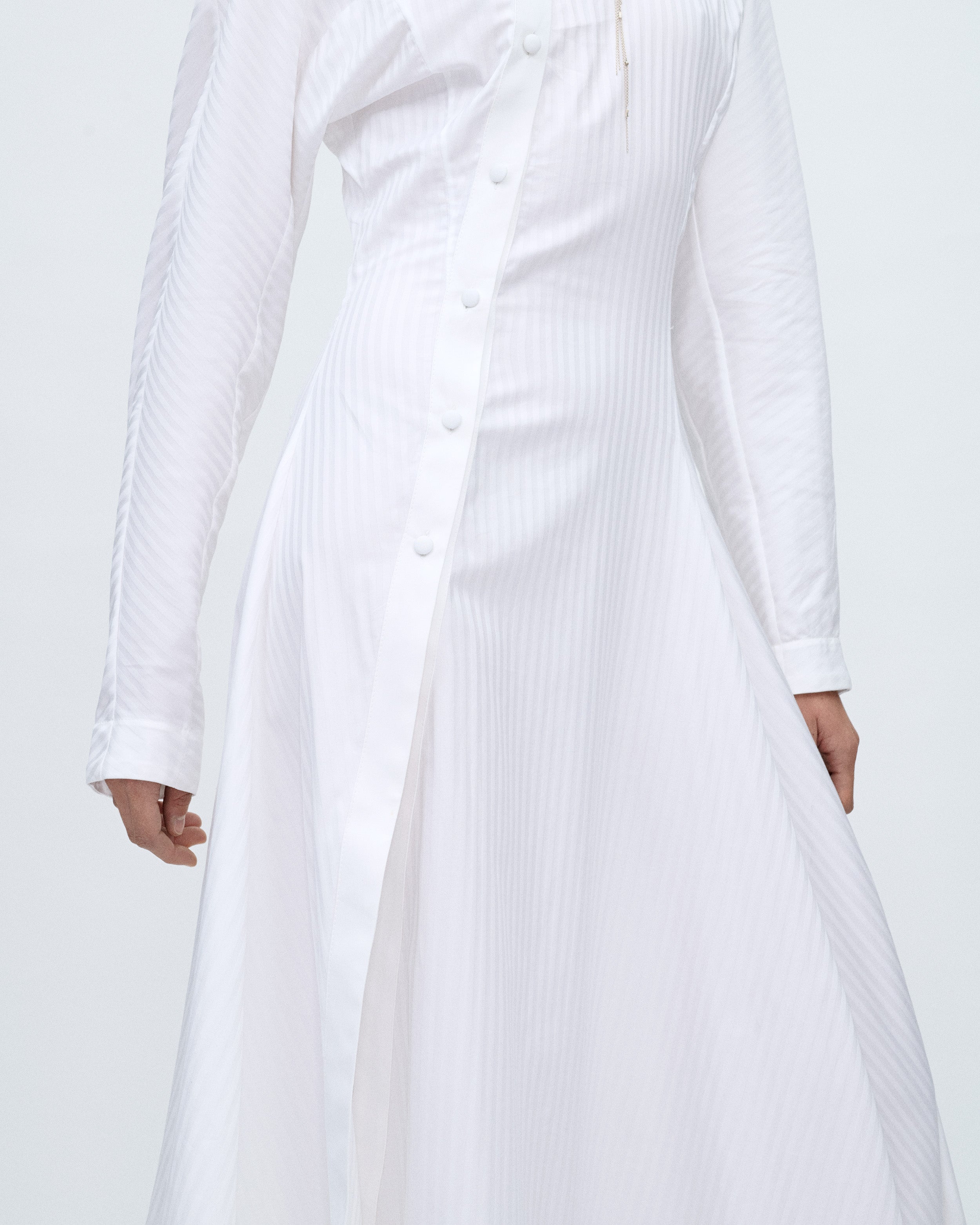 Asymmetric White Stripes Dress
