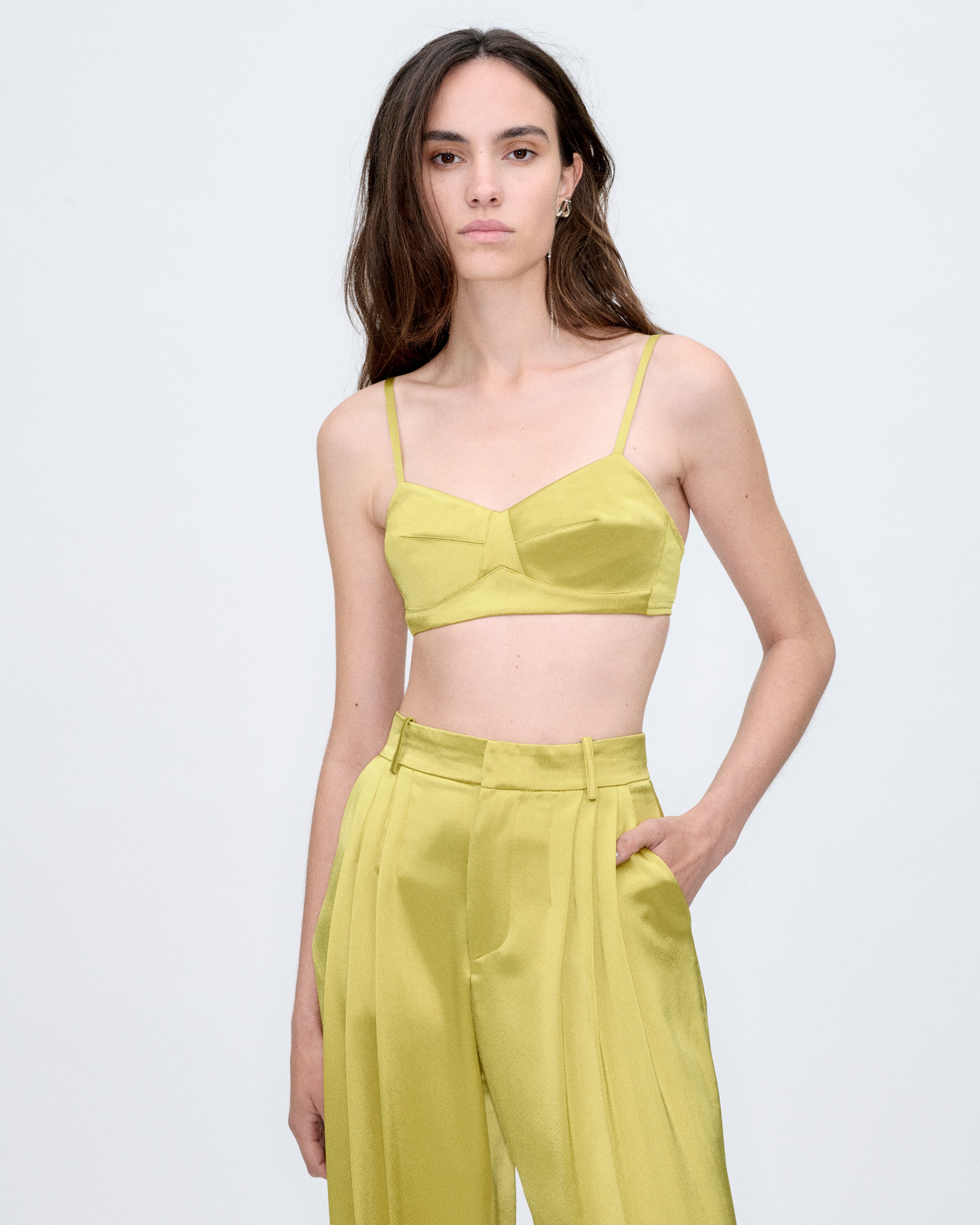 Lime Satin Bra