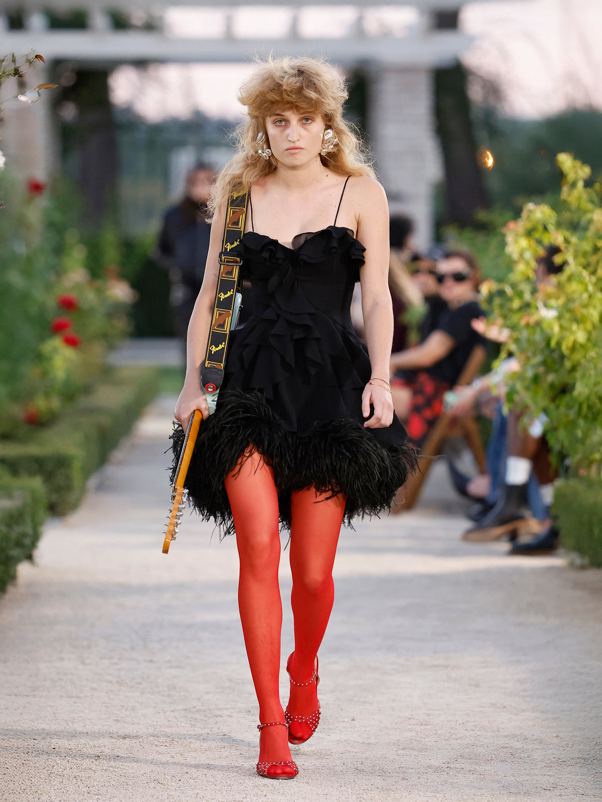 Feathers Black Mini Dress