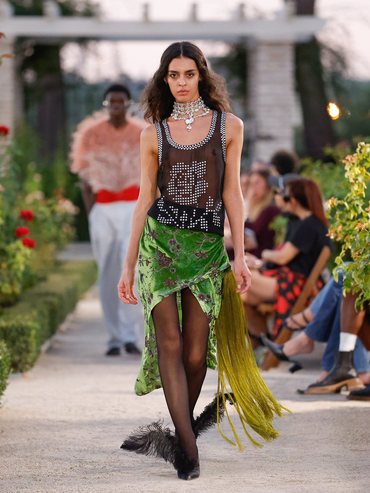 Green Velvet Skirt