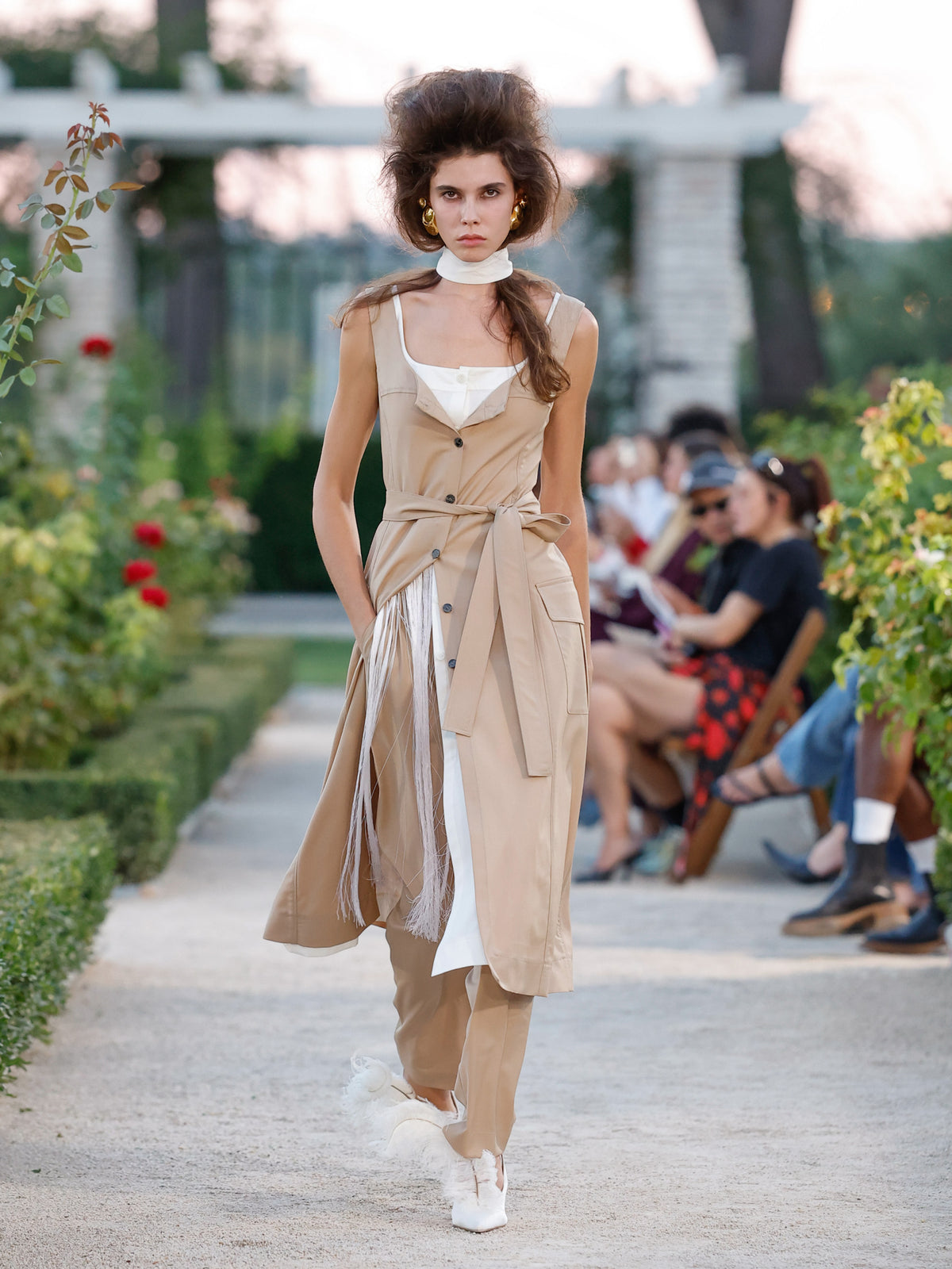 Pleated Camel Tailored Trousers