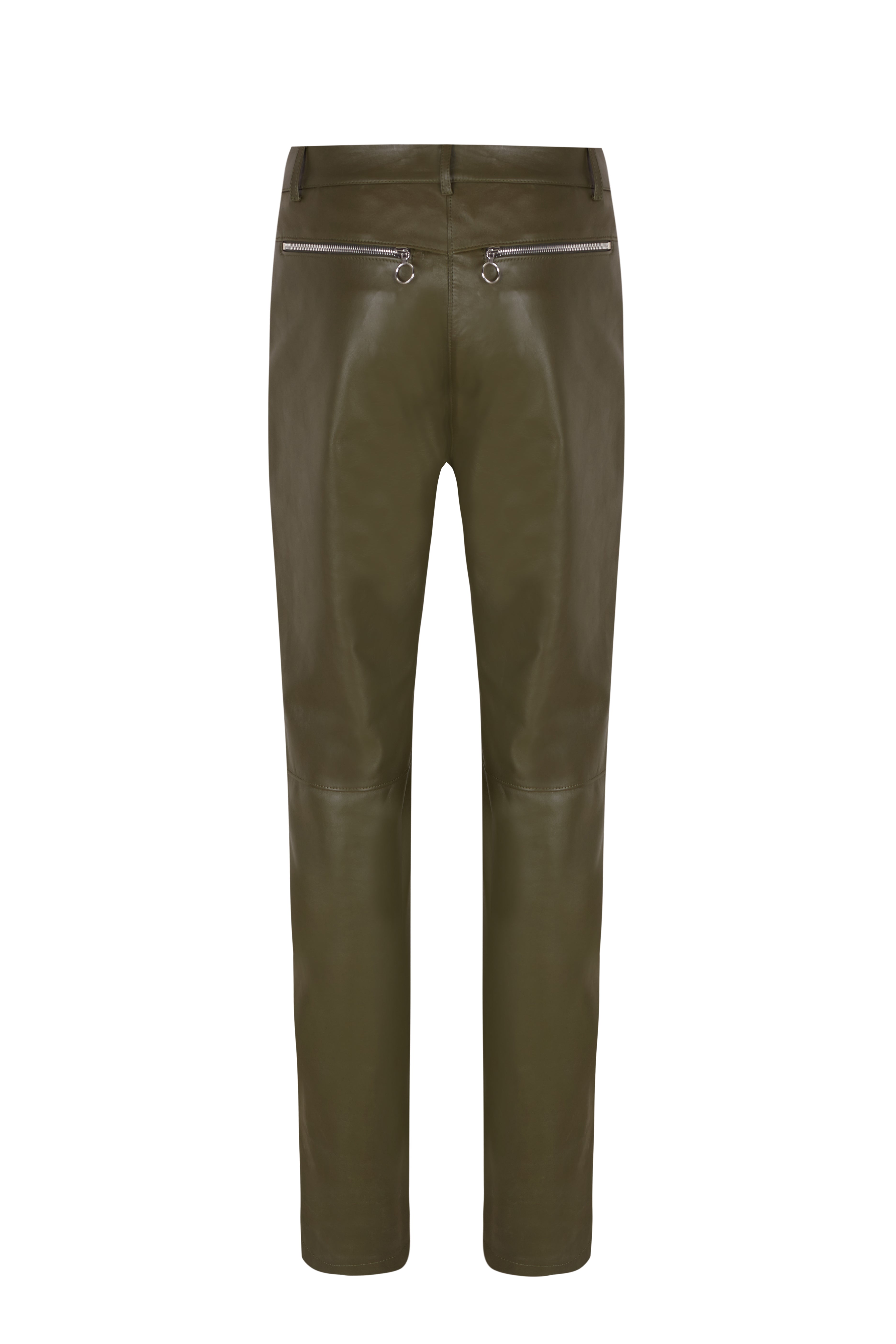 Olive Leather Trousers