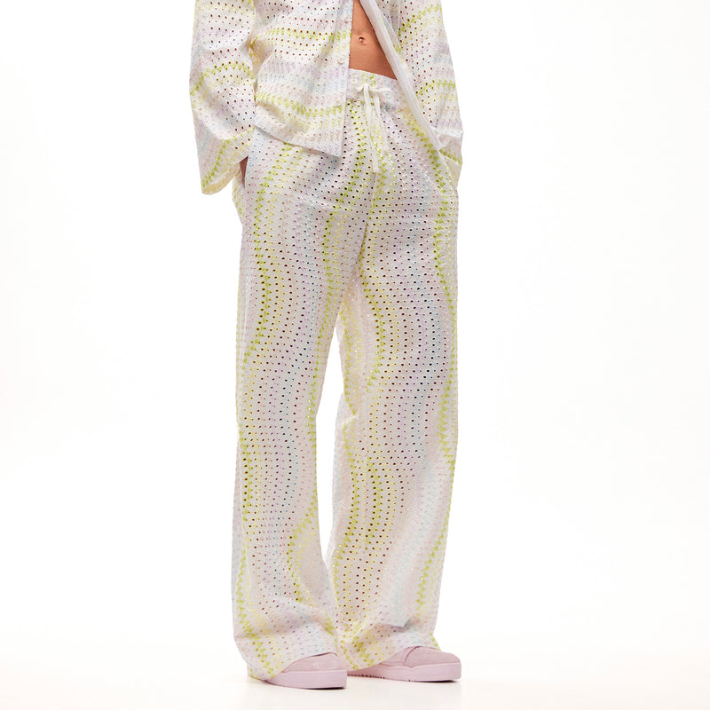 Colored Embroidered Pajama Trousers