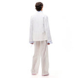White Herringbone Embroidered Pajama Trousers