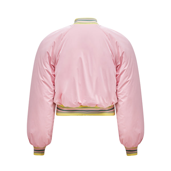 Pink Latex Bomber Jacket