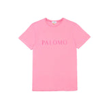Camiseta con logo rosa sobre rosa
