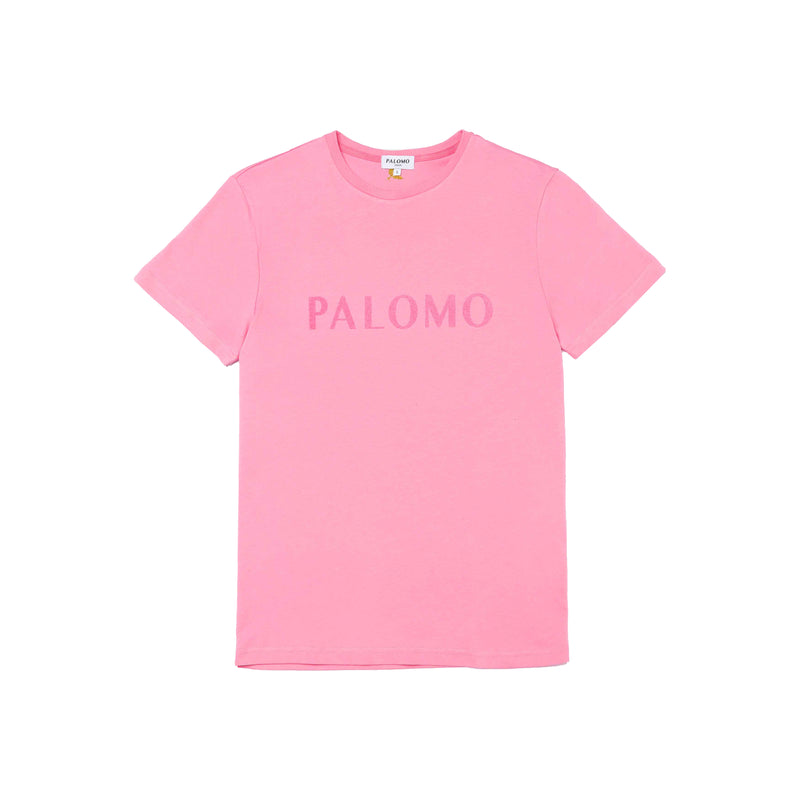 Camiseta con logo rosa sobre rosa