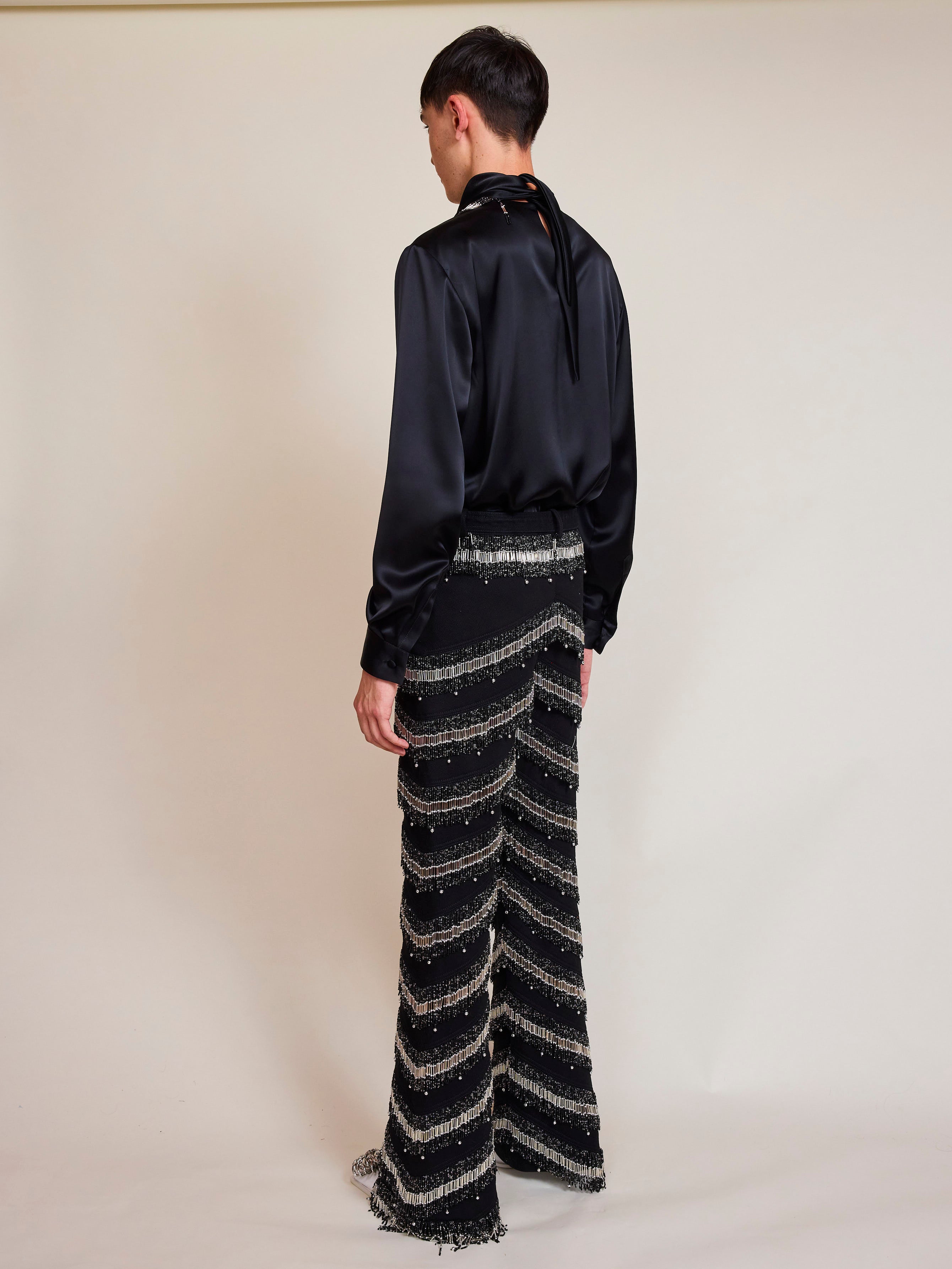 Mick Beaded Black Denim Trousers