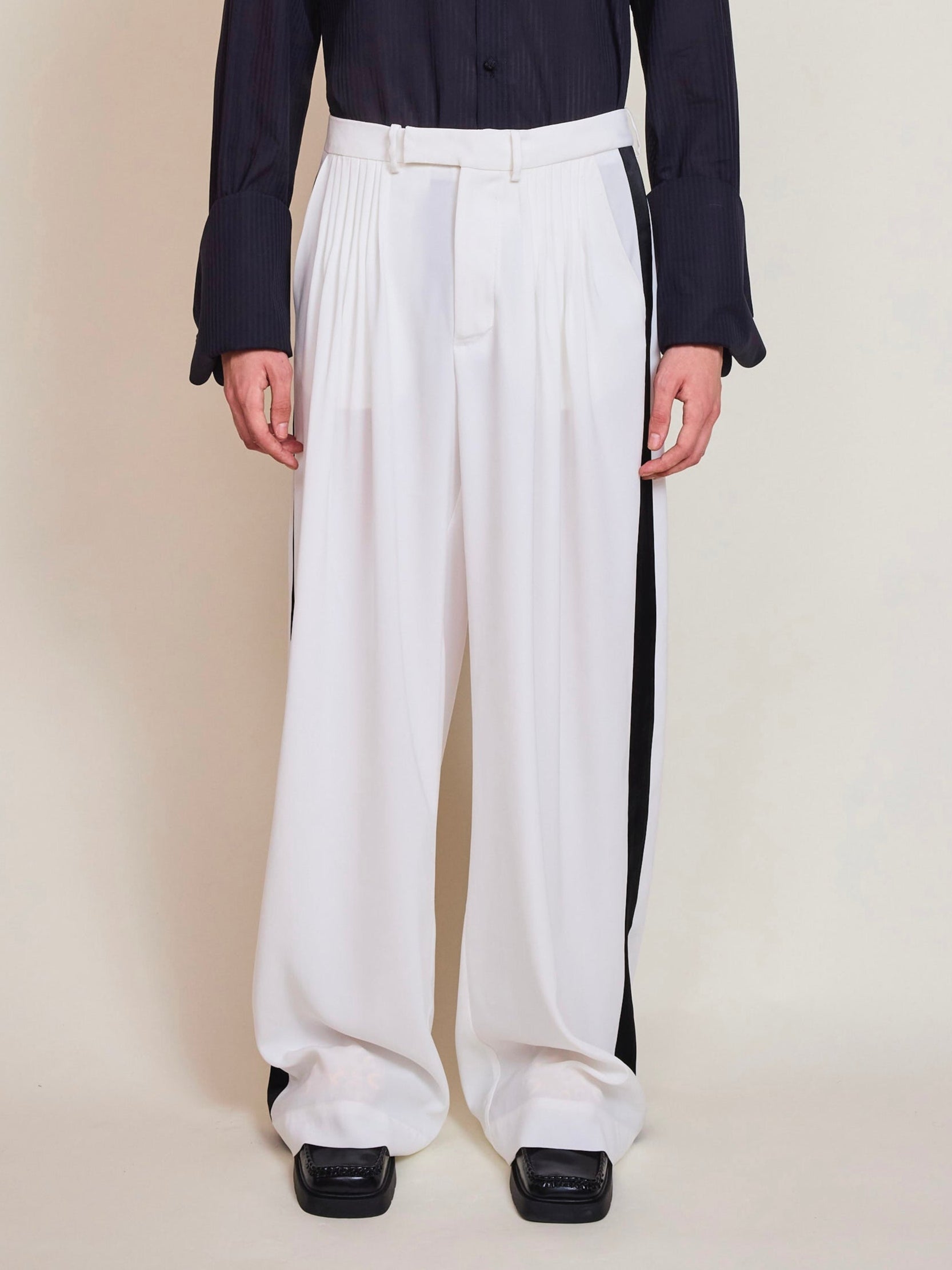 Cruising Tailored B&W Satin Trousers