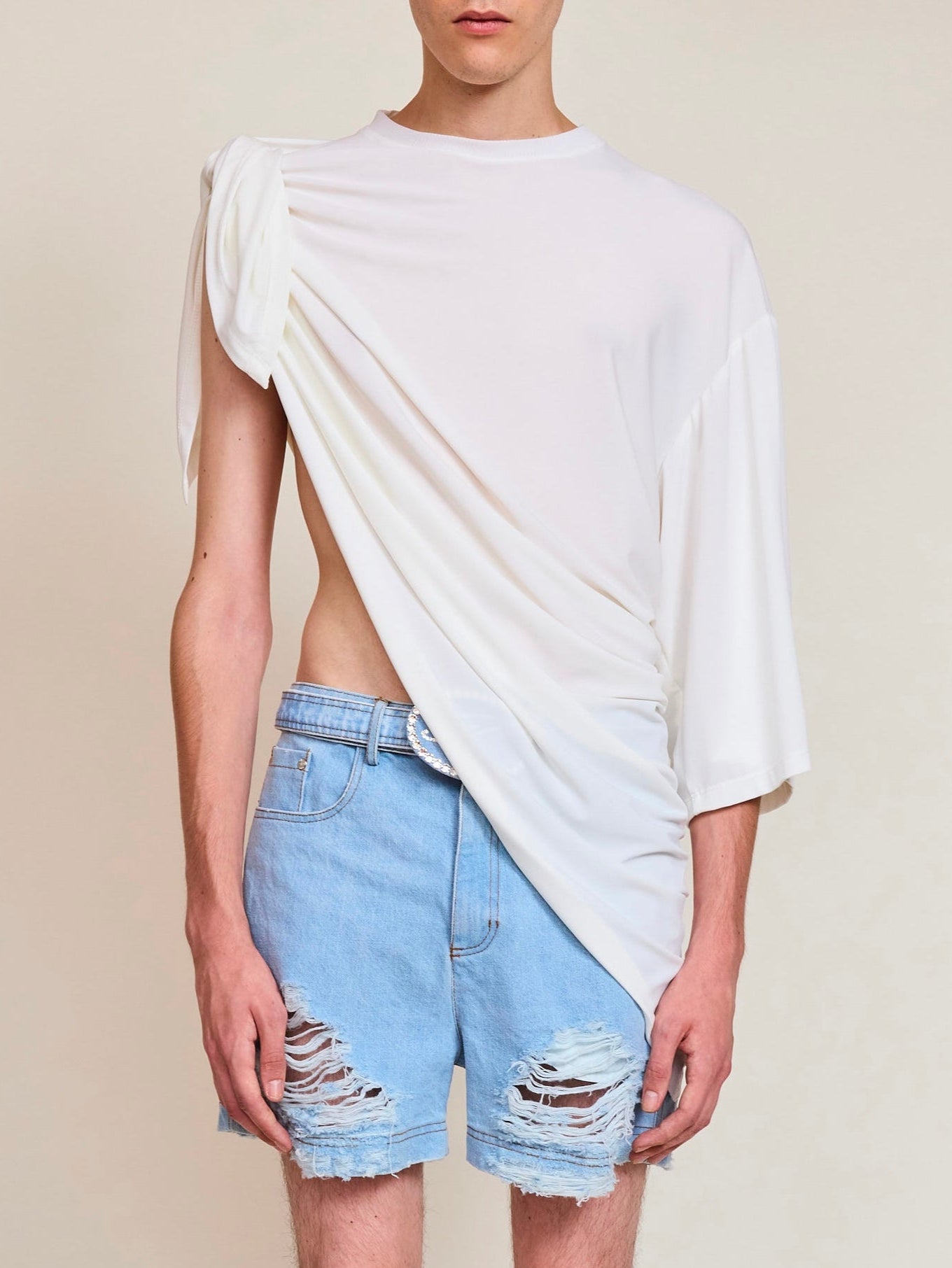 Draped White T-shirt