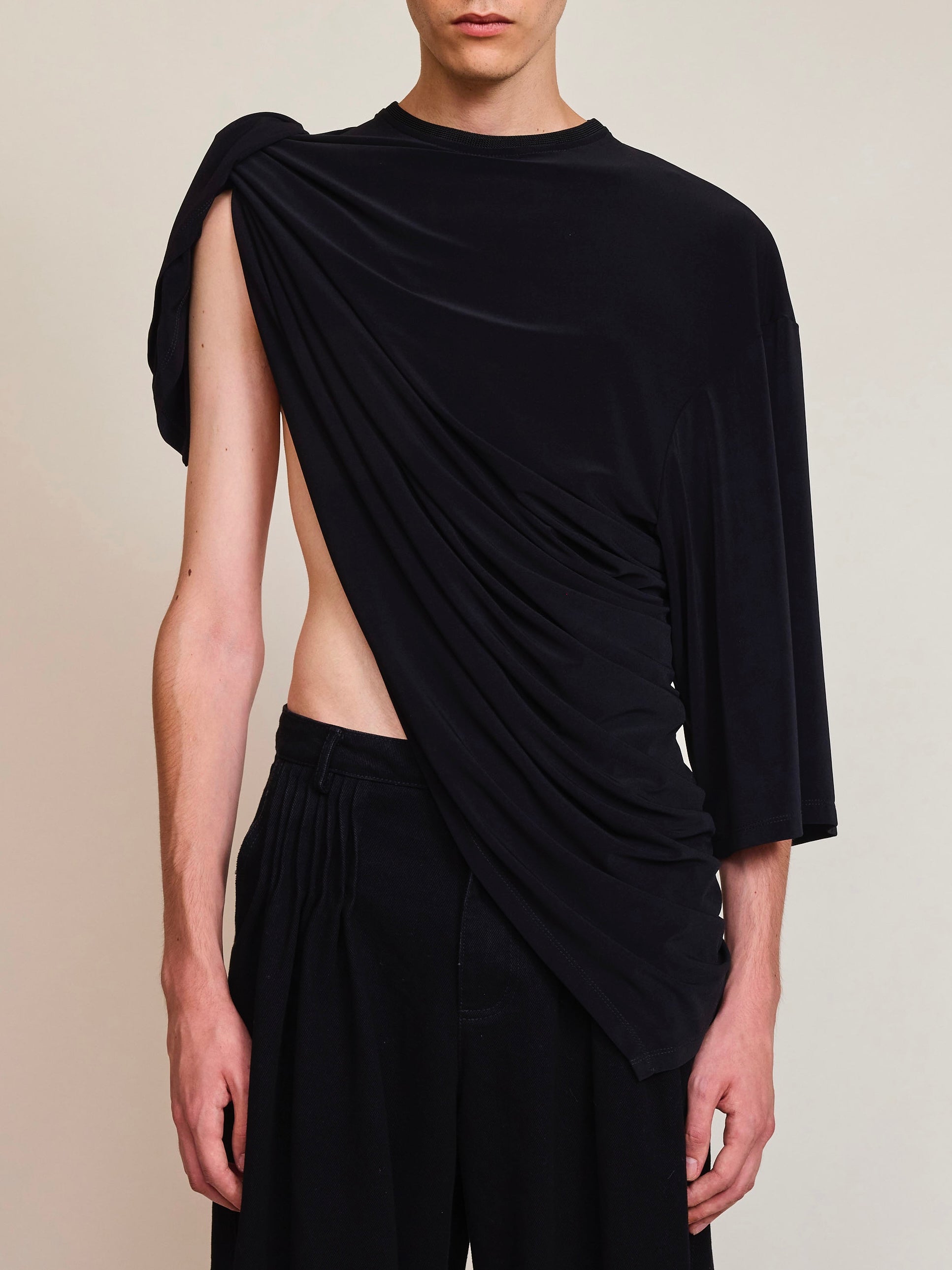 Draped Black T-shirt