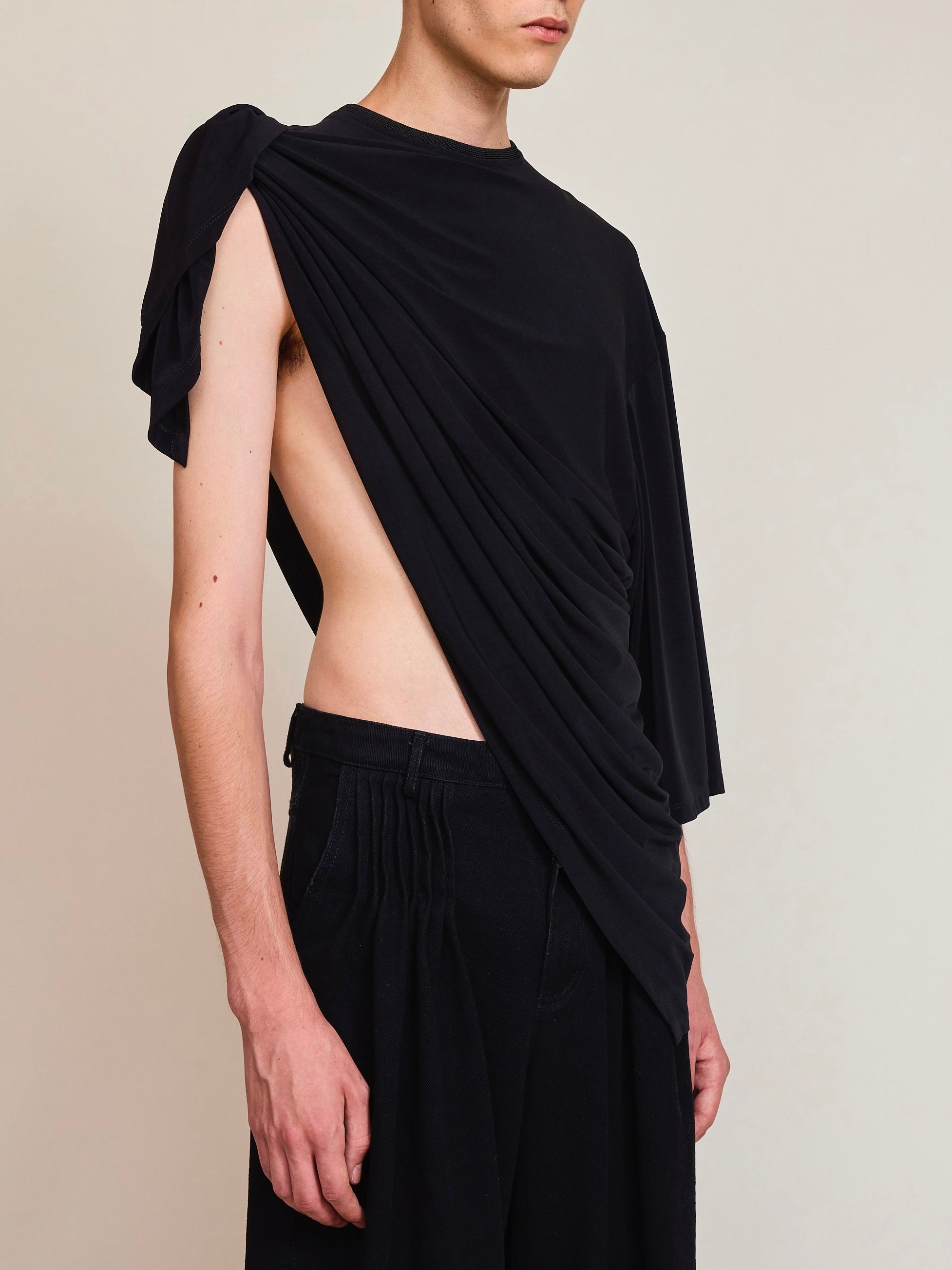 Draped Black T-shirt